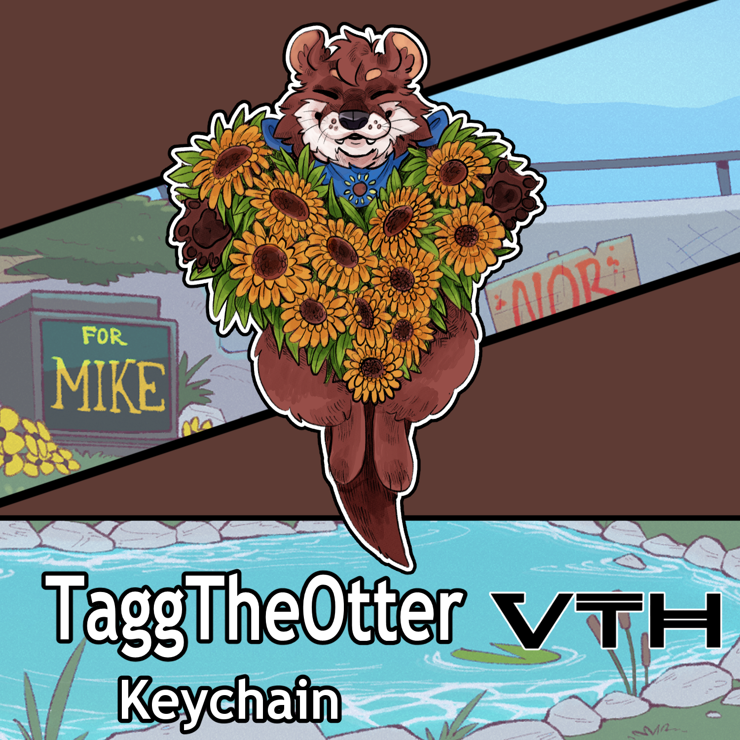 Tagg The Otter Sunflower Keychain
