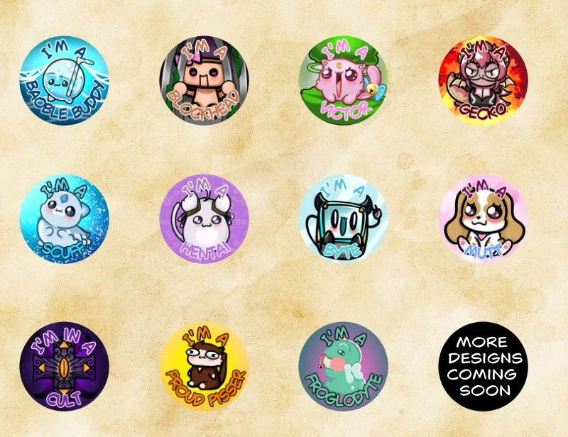 biggles community button pins.jpg