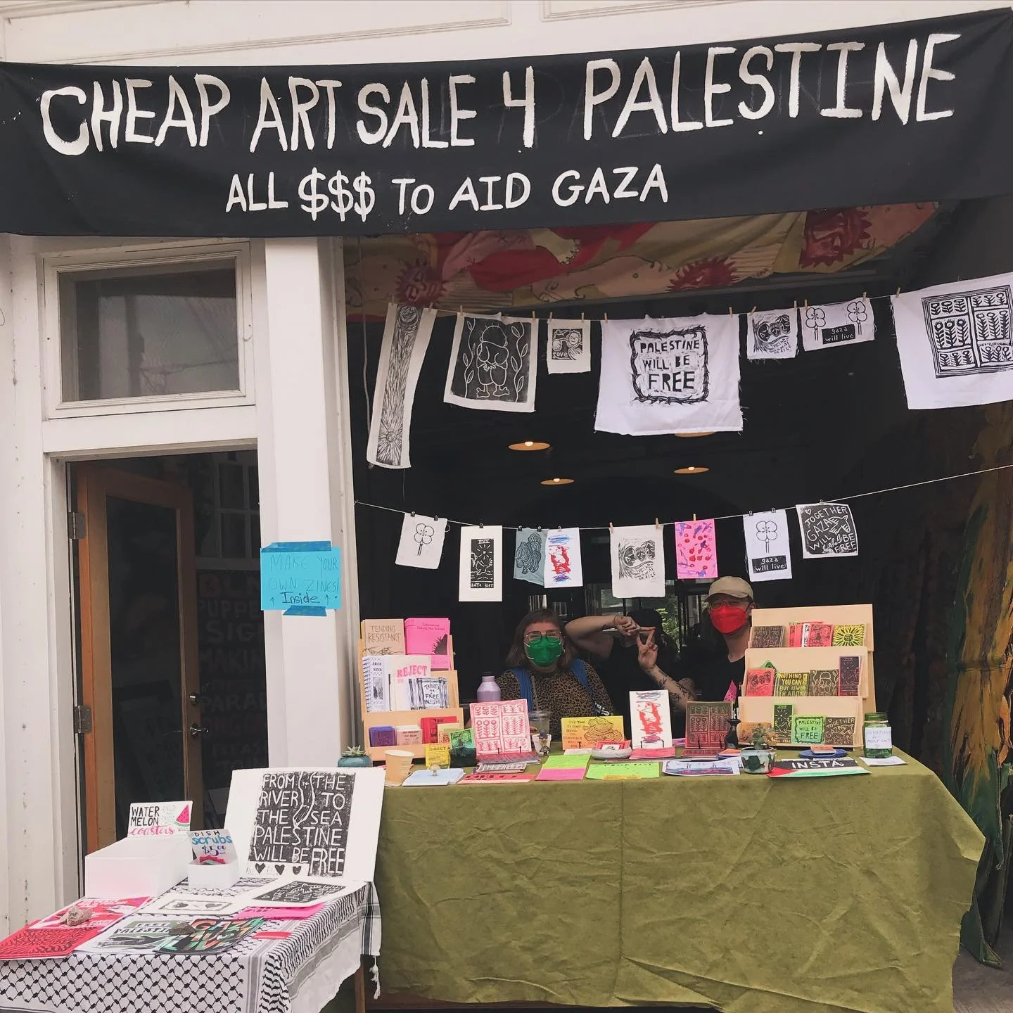 cheap art sale day 1 was a success! We raised over $300, all going directly to mutual aid relief in Palestine. We&rsquo;ll be out again tomorrow from 12-4, at Red Wing Blackbird Theater, 413 Main St, Rosendale.

This fundraiser was possible through t