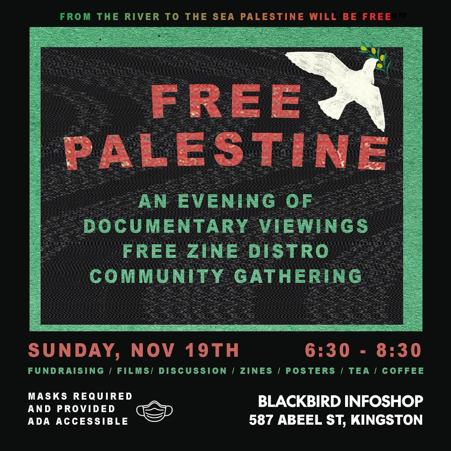 This Sunday we&rsquo;ll be holding space with @blackbirdinfoshop in solidarity with a free Palestine. We will be distributing a range of free zines that provide additional context to the occupation of Palestine from multiple perspectives. There will 