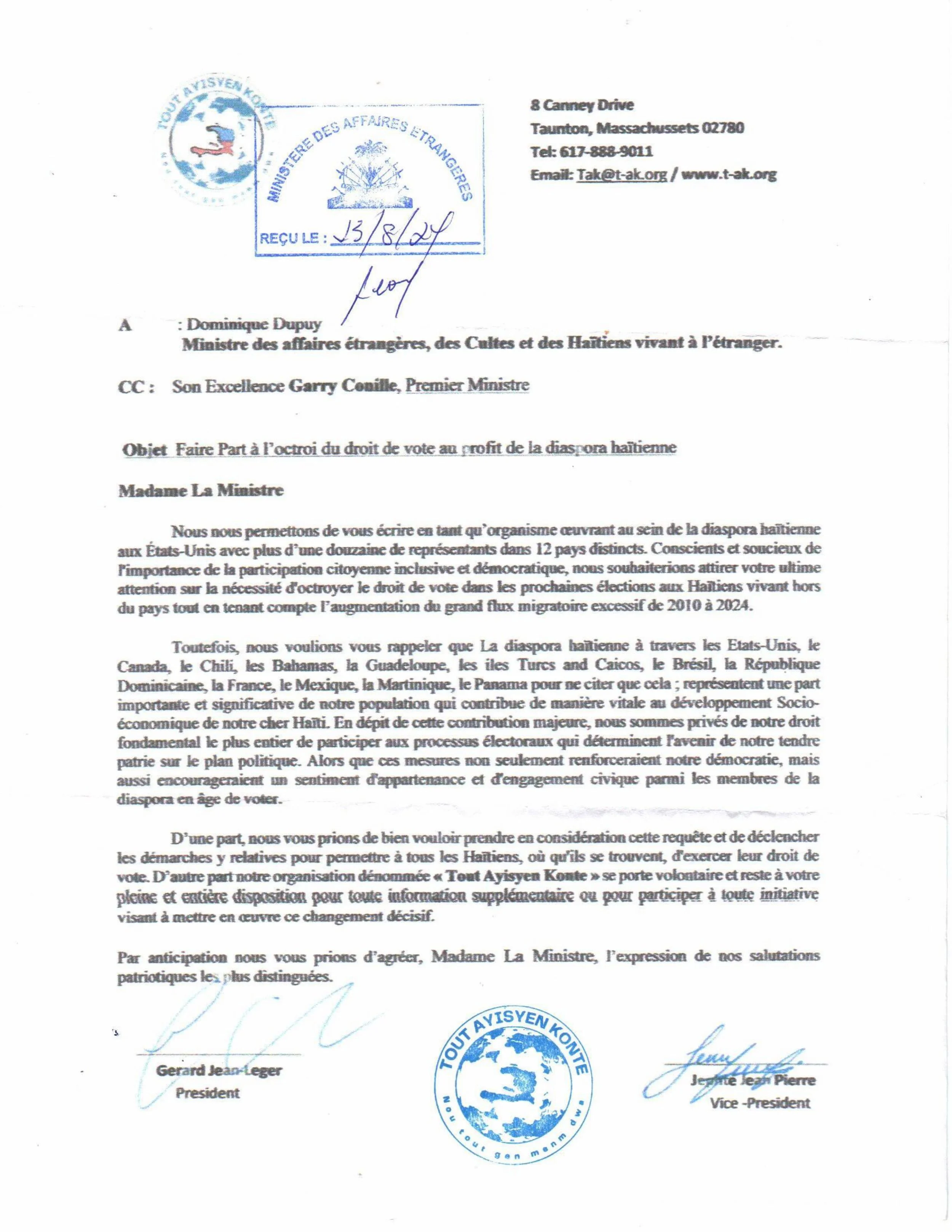 LETTRE DE FAIRE PART A L'OCTROI DU DROIT DU DROIT DE VOTE DE LA DIASPORA HAITIENNE 3.jpg