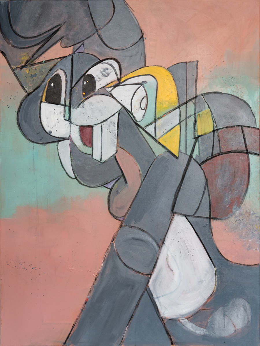 Playboy Bunny. 30" x 40". Acrylic & charcoal on canvas.