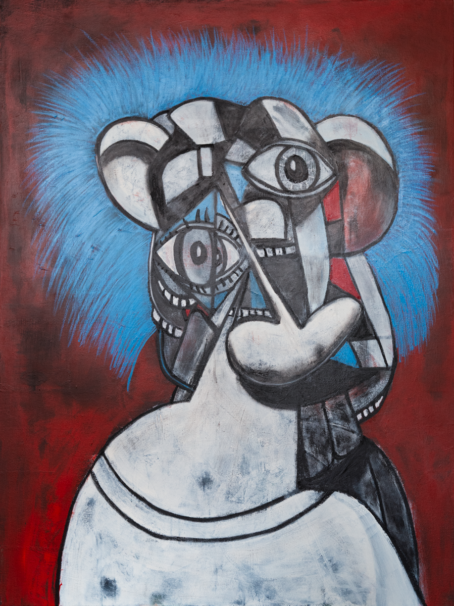 This ain't no party, this ain't no disco (Life during wartime). 36" 48". Acrylic & oil pastel on canvas.