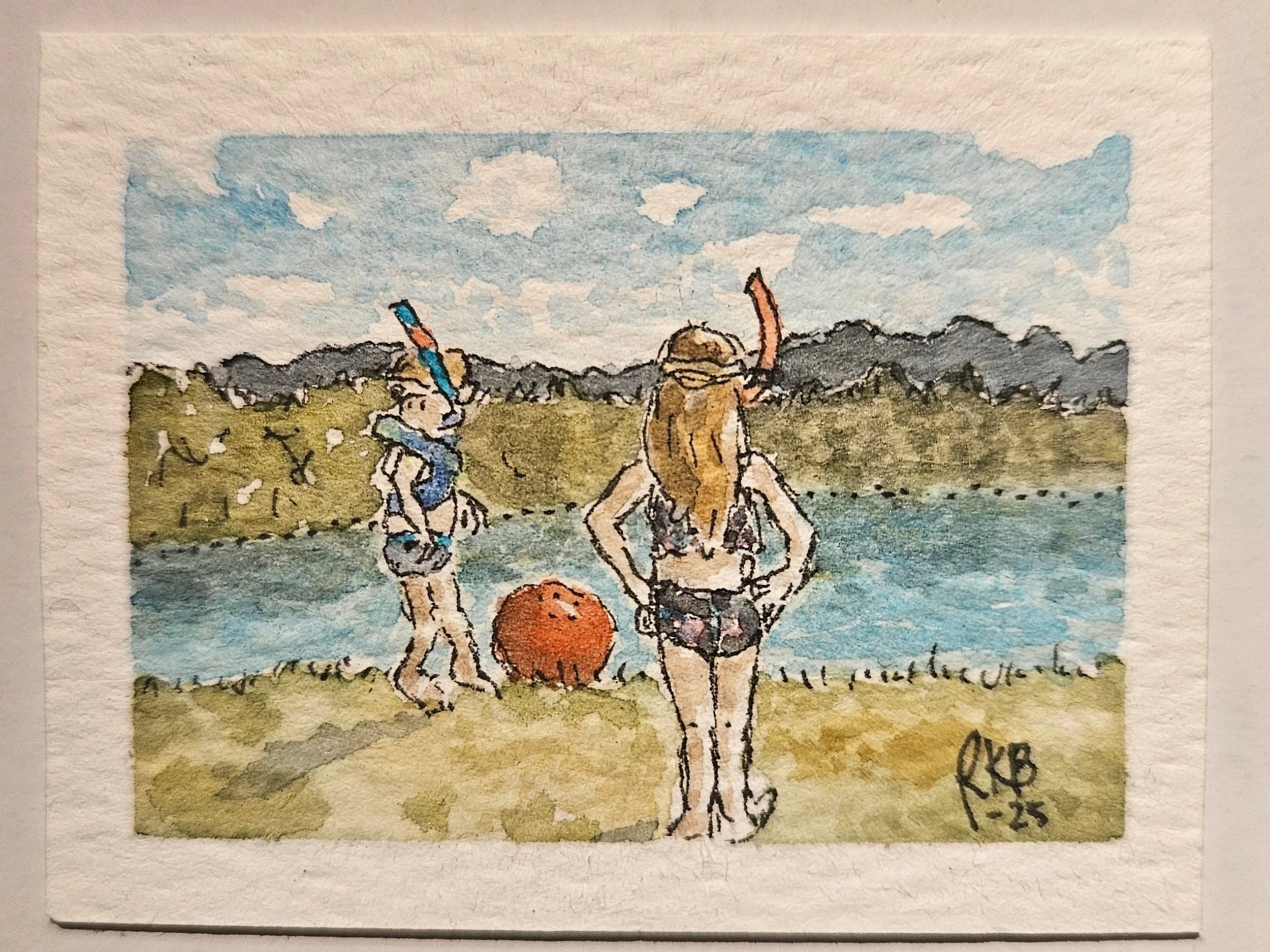 "Bade-Bade"  5 x 6,5cm
(original from a photo) 
aquarell on paper
#100tinyreasures