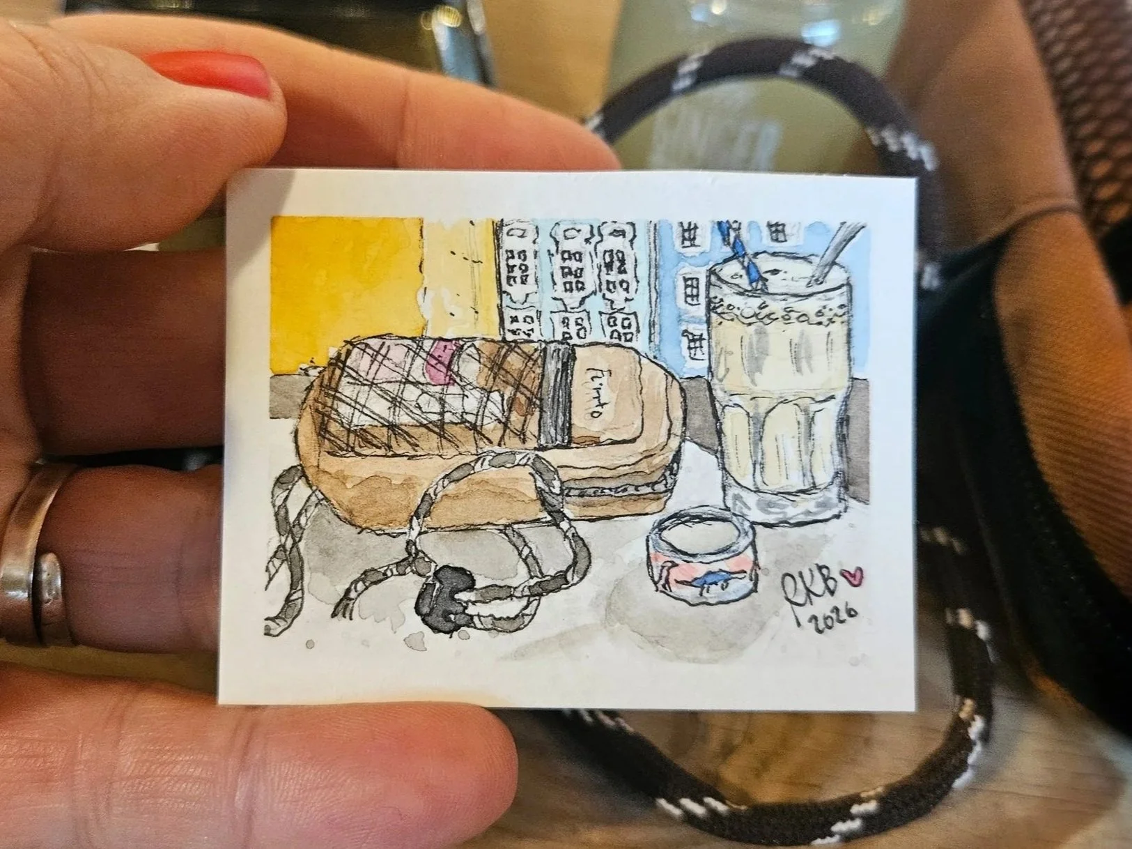 "Kakao, Kunst & Kreativität" 5 x 6,5cm
(original from a photo) 
aquarell on paper
#100tinyreasures