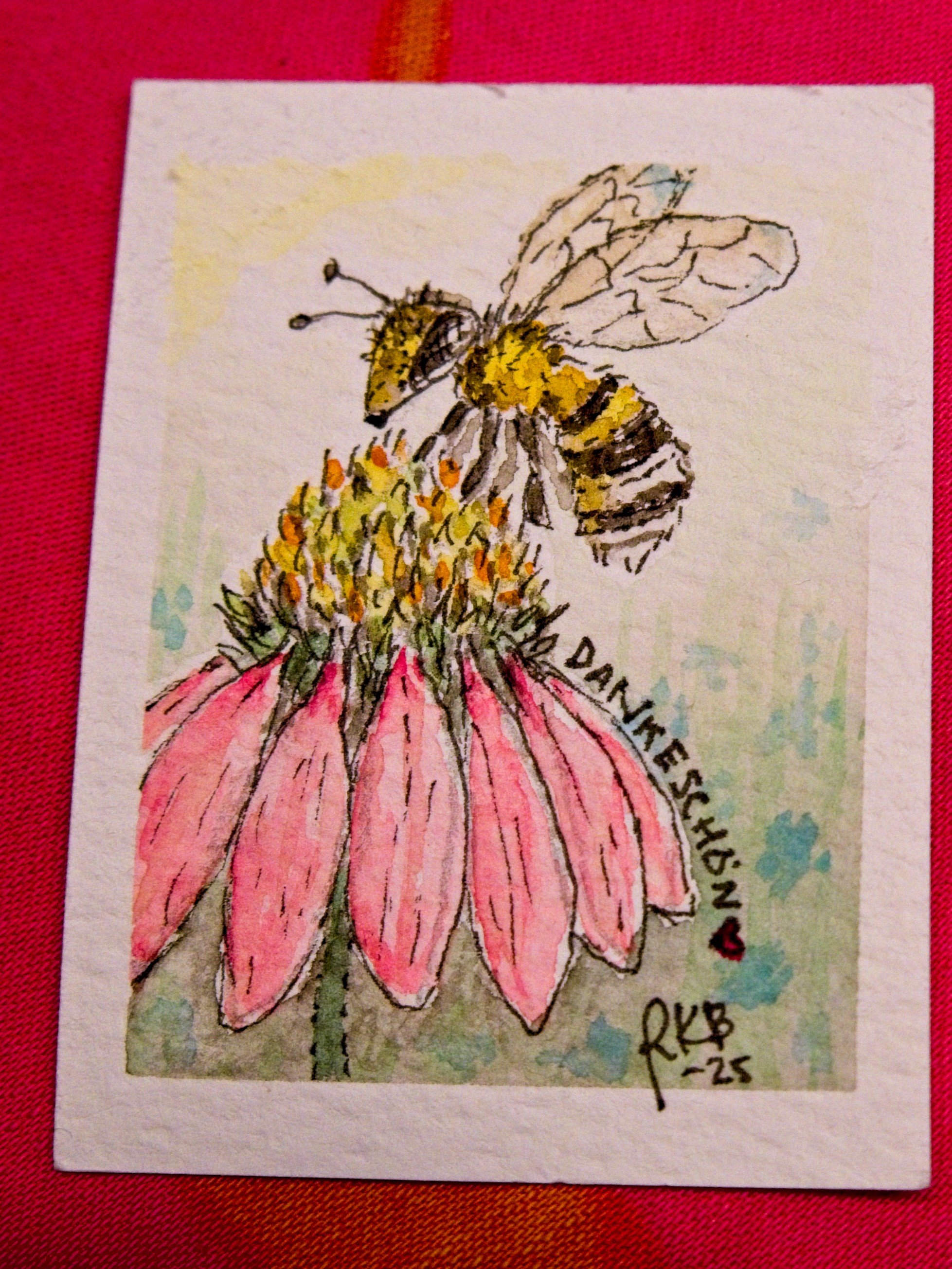 "Dankeschön!"  5 x 6,5cm
(original from photos) 
aquarell on paper
#100tinyreasures