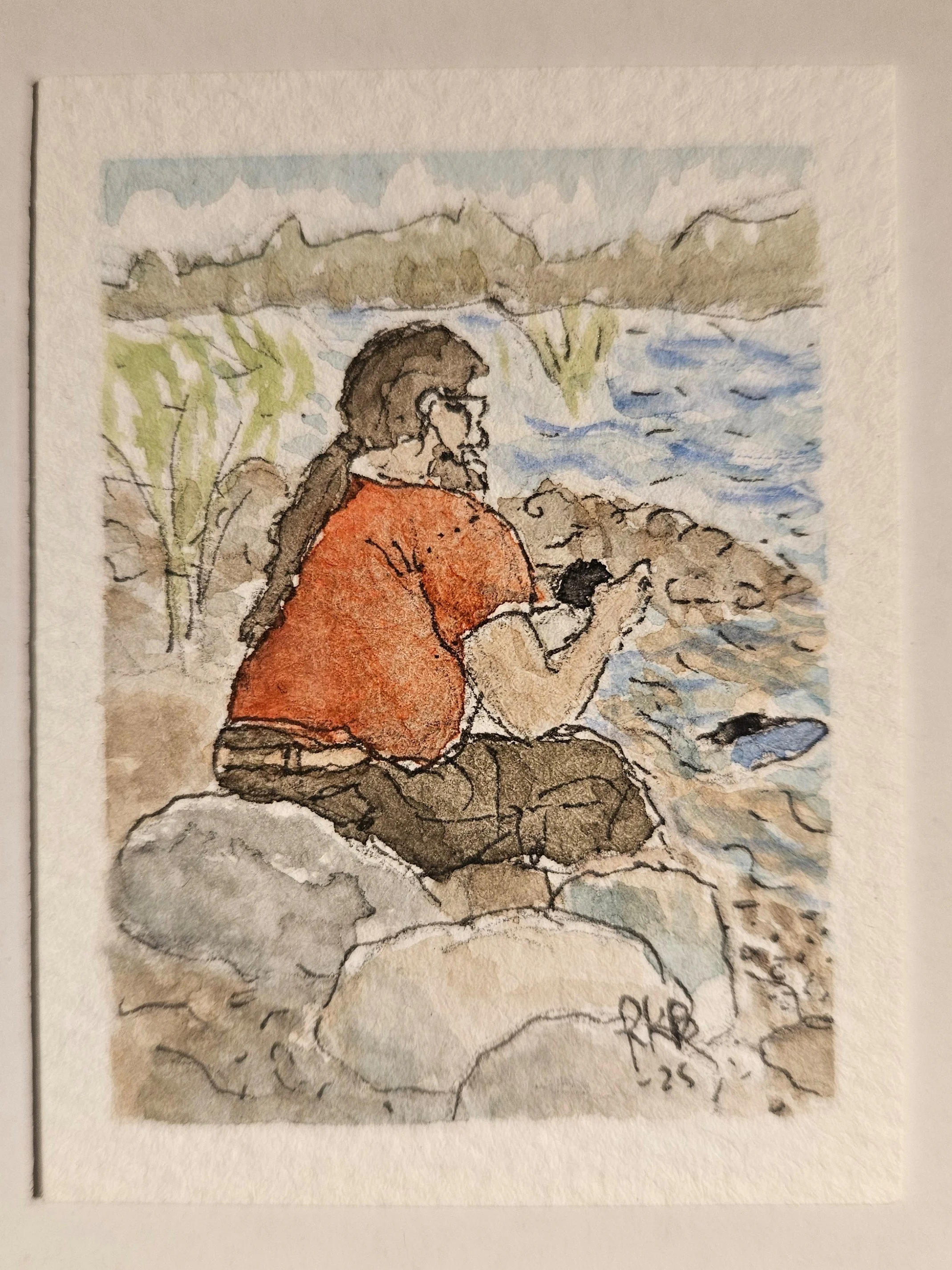 "Boot fahren"  5 x 6,5cm
(original from a photo) 
aquarell on paper
#100tinyreasures