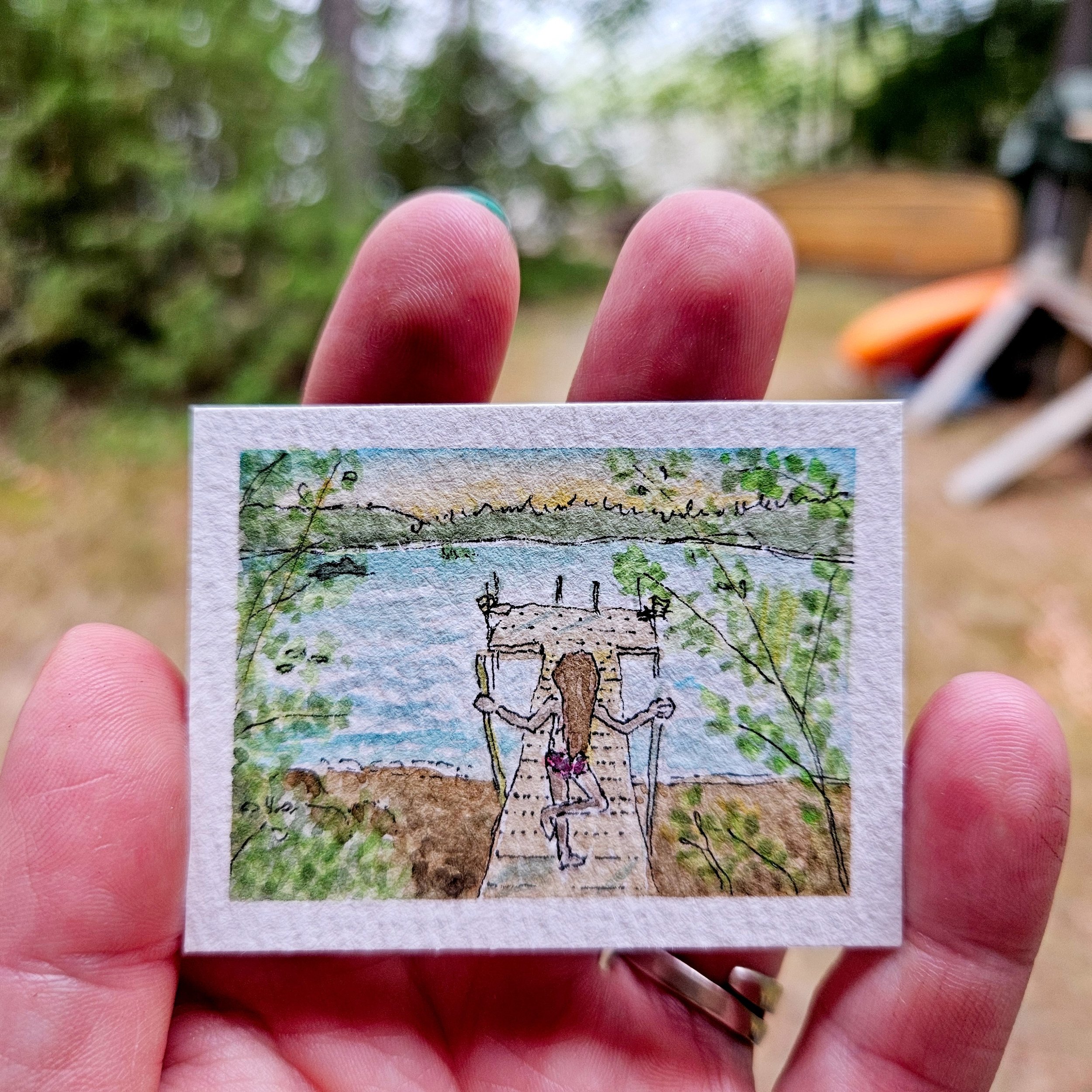 "Summerside"  5 x 6,5cm
(original from a photo) 
aquarell on paper
#100tinyreasures