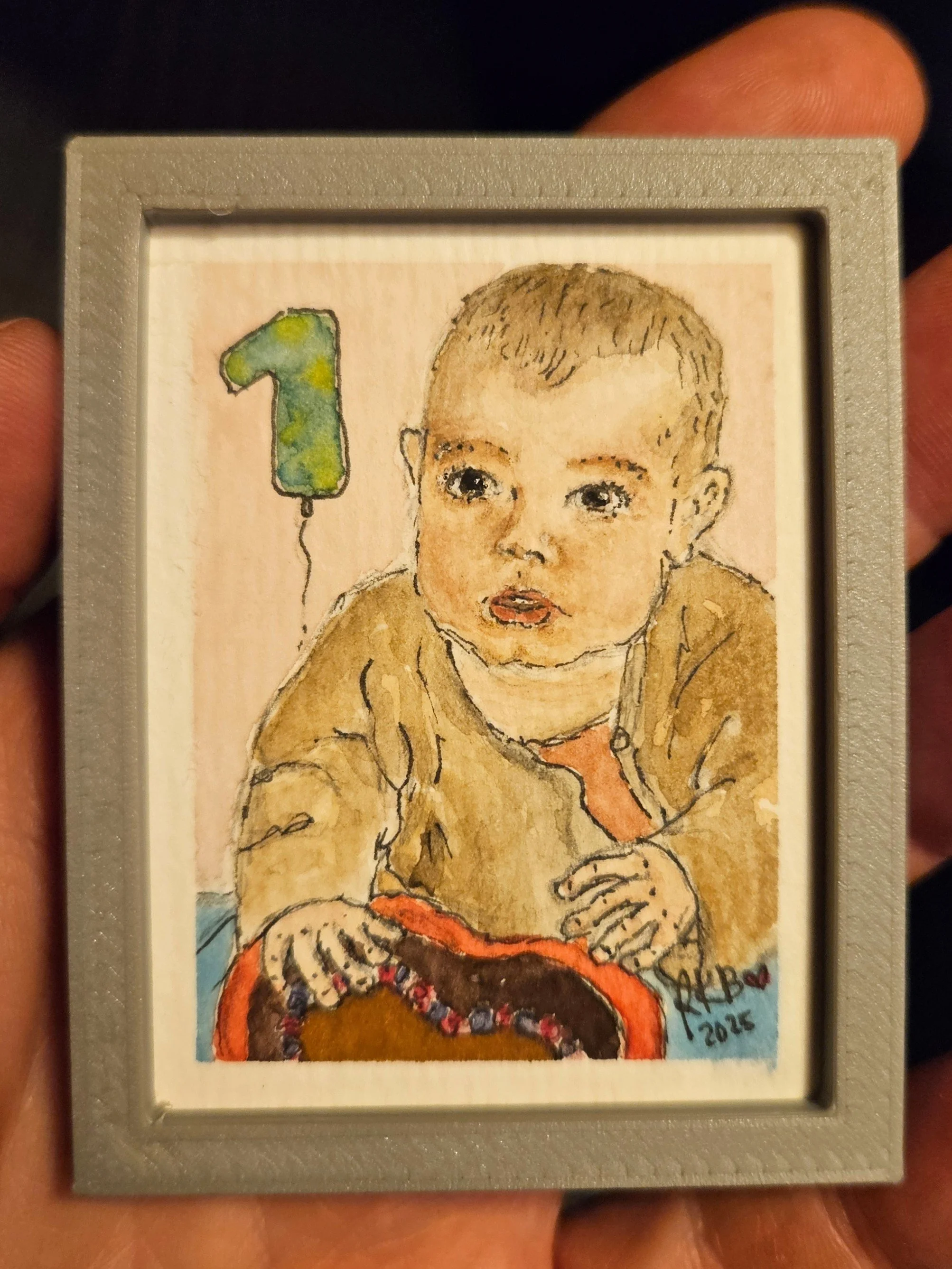 "HBD!"  5 x 6,5cm
(original from a photo) 
aquarell on paper
#100tinyreasures