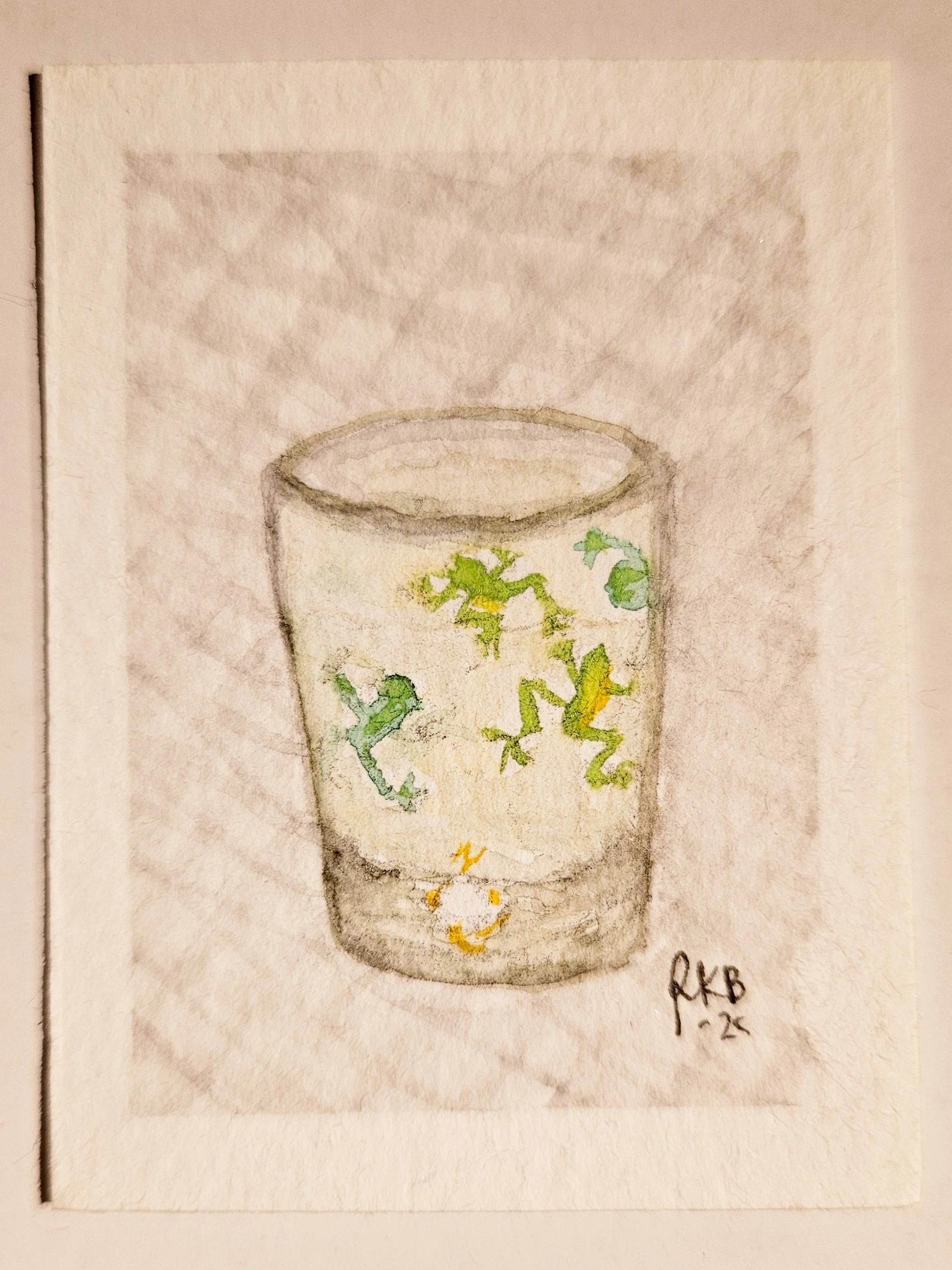 "My watercolor Schnaps-glass"  5 x 6,5cm
(original from a photo) 
aquarell on paper
#100tinyreasures No.2