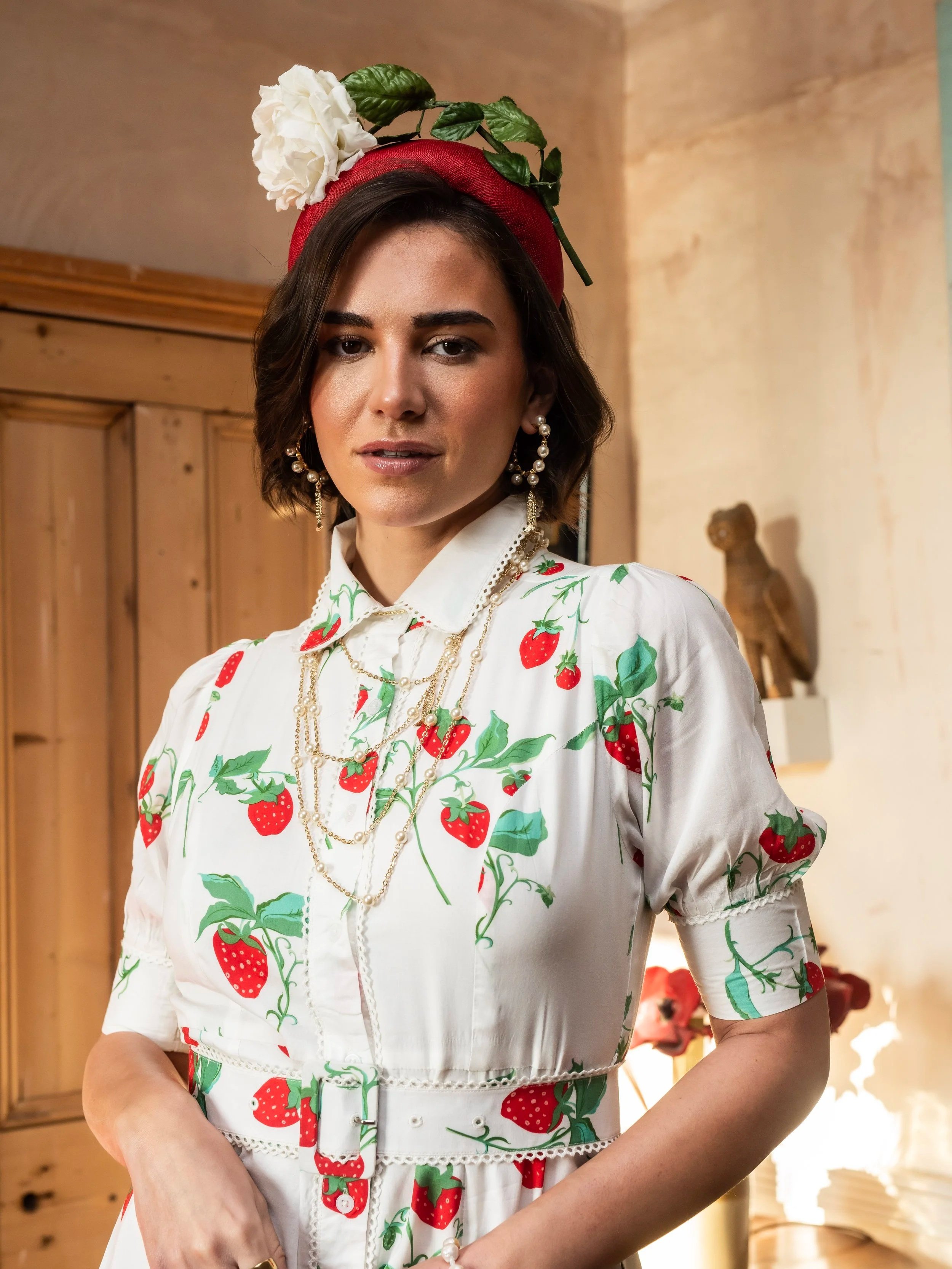 British millinery floral fascinator inspired by English gardens