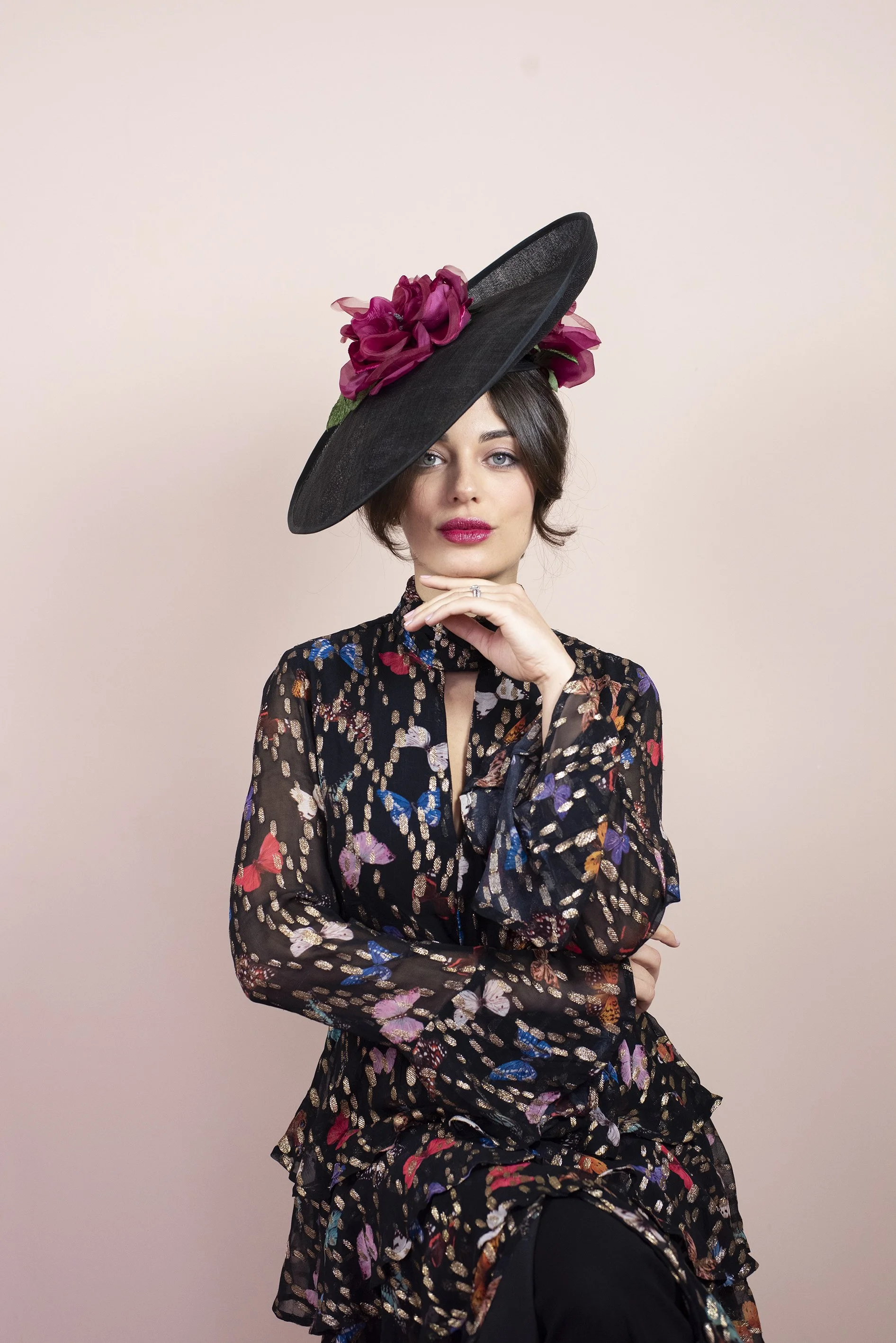 Floral silk hat for Chelsea Flower Show handcrafted in Britain