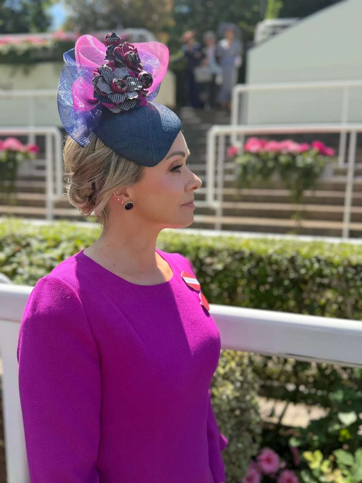 Alex Hammond of Sky Sports wearing Rachel Skinner Millinery