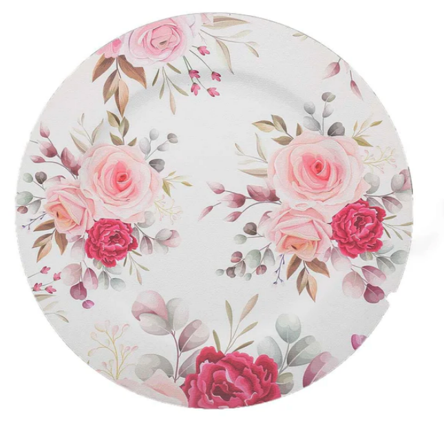 Vintage Rose Floral Charger