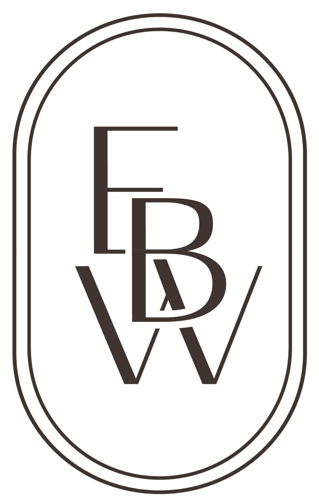 Events by Whim Monogram Logo with the letters E, B, W within an double oval