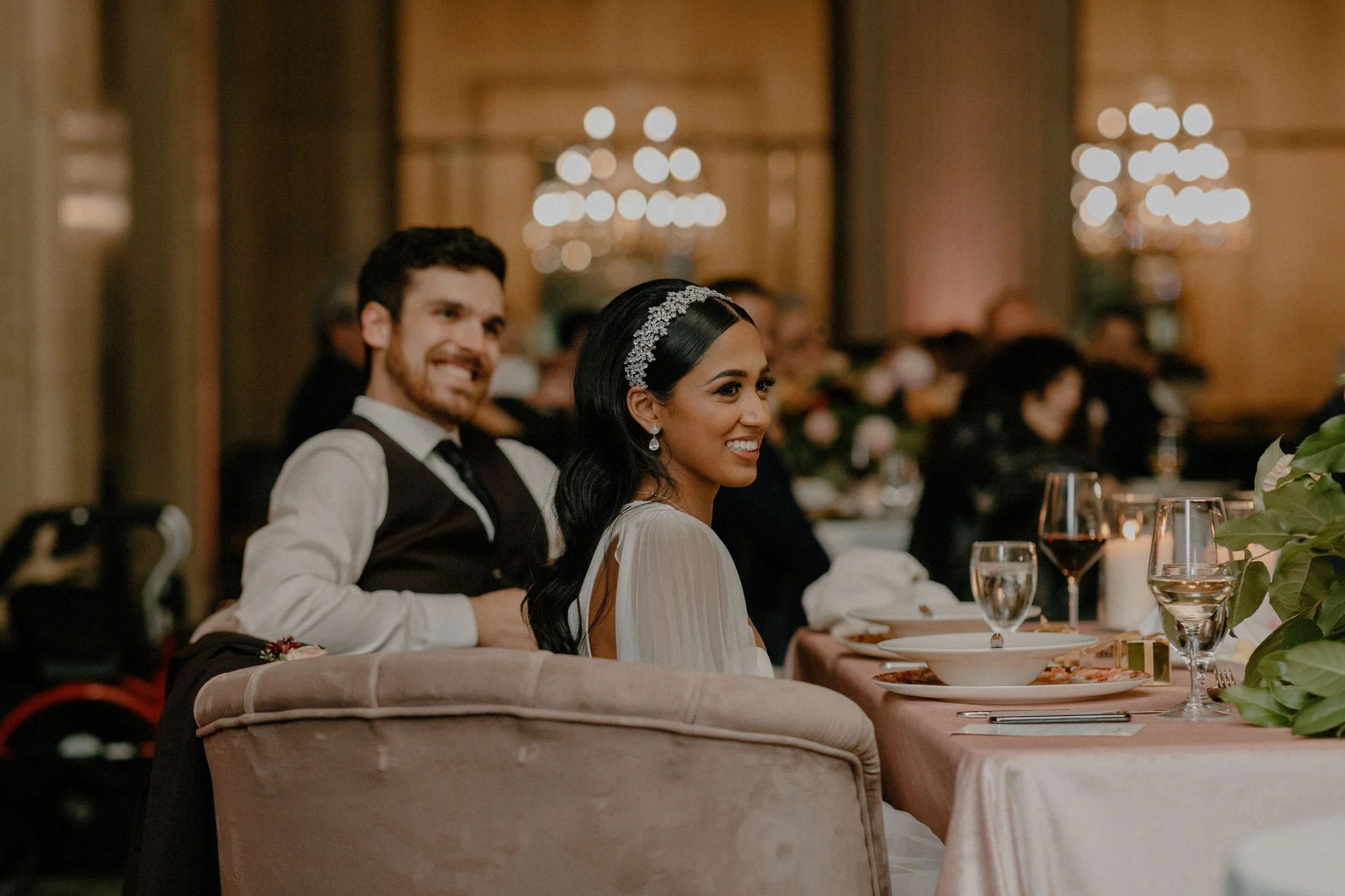 Couple enjoying their Toronto wedding while the planning team manages the event behind the scenes