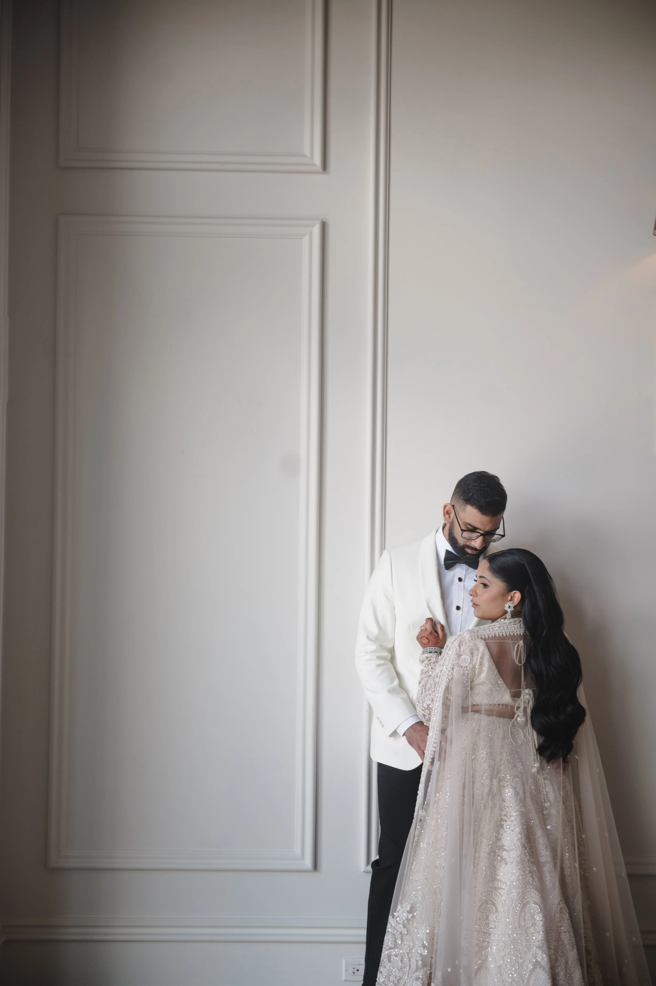 Couple posing together during a luxury Indian wedding at Arlington Estate, planned by Events by Whim.