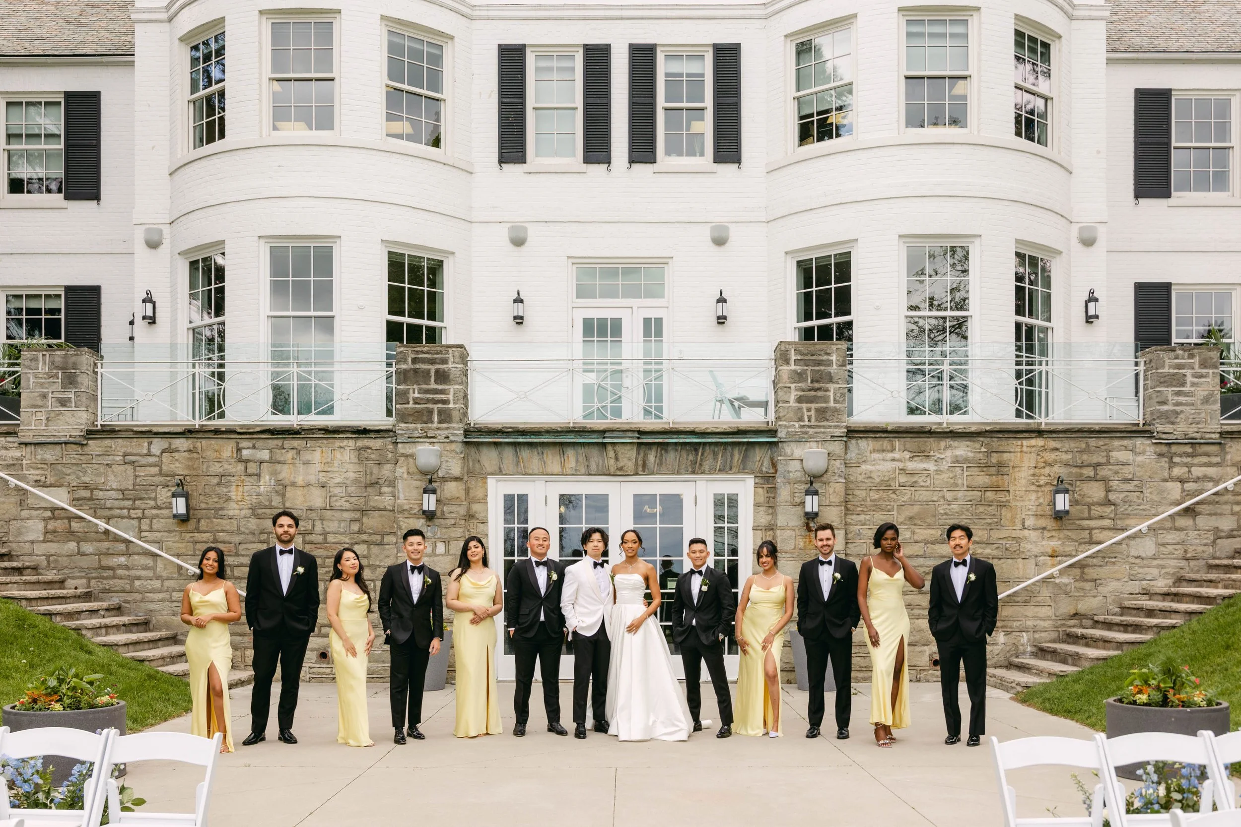 Wedding party and family completing formal portraits before a Toronto wedding ceremony.