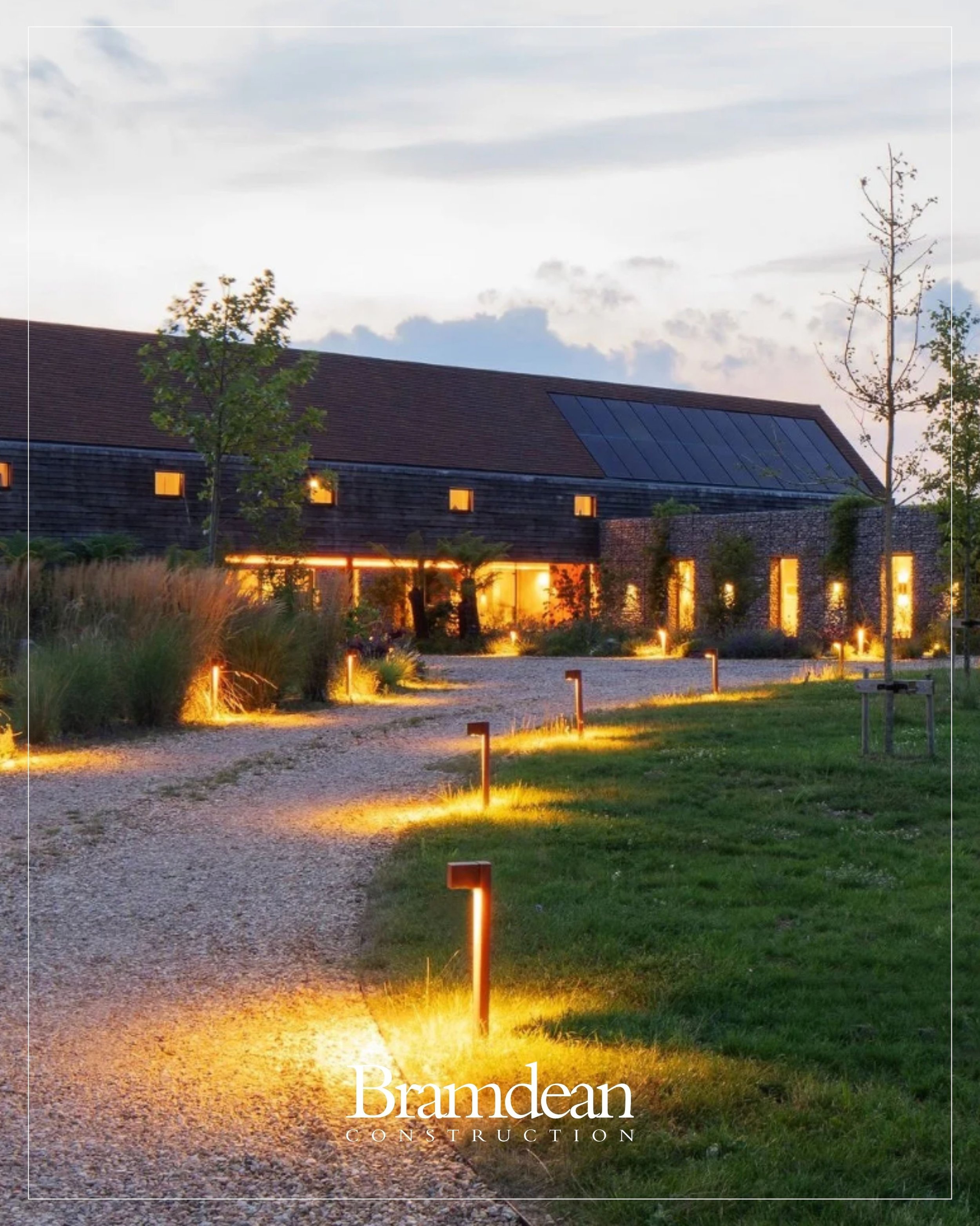 With the clocks going back in England, the darker evenings are officially here!

Thoughtfully planned exterior lighting not only improves safety around pathways and entrances, but also creates a warm, welcoming atmosphere for guests and highlights th