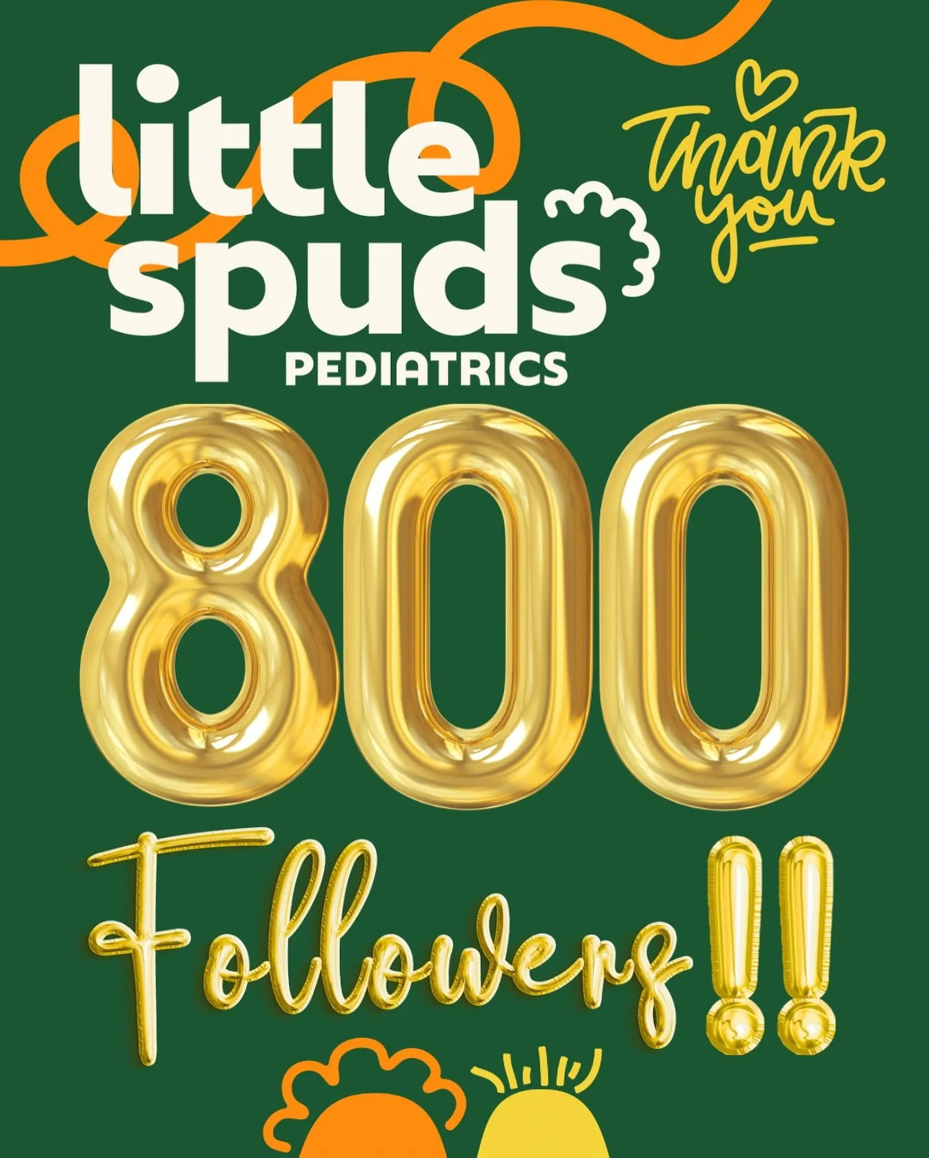🎉 Wow!! 800 followers! 🎉

We are so grateful for each of you who&rsquo;ve joined the Little Spuds community 💛
Your support shows just how much our community values accessible, in-home pediatric urgent care and we couldn&rsquo;t do this without you