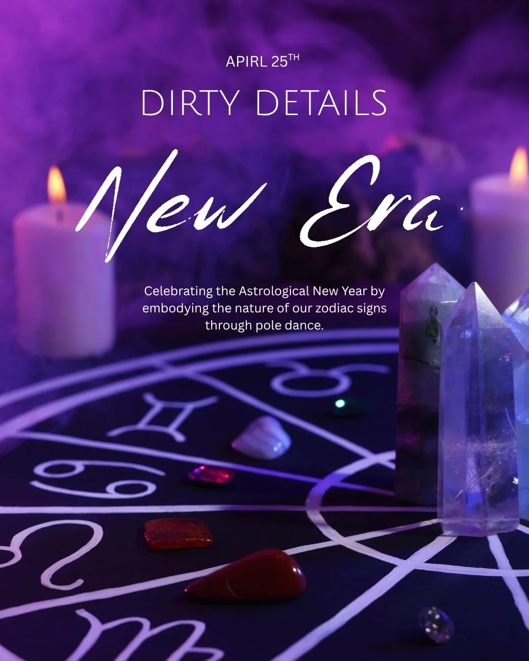 💸WORKSHOP ALERT💸

Dirty Details &ldquo;New Era&rdquo; 💫🌛

Welcome to the new year💃🌹 let&rsquo;s be real the new year actually starts in spring not in the dead of winter. So let&rsquo;s celebrate the new year by tapping in to our zodiac signs an
