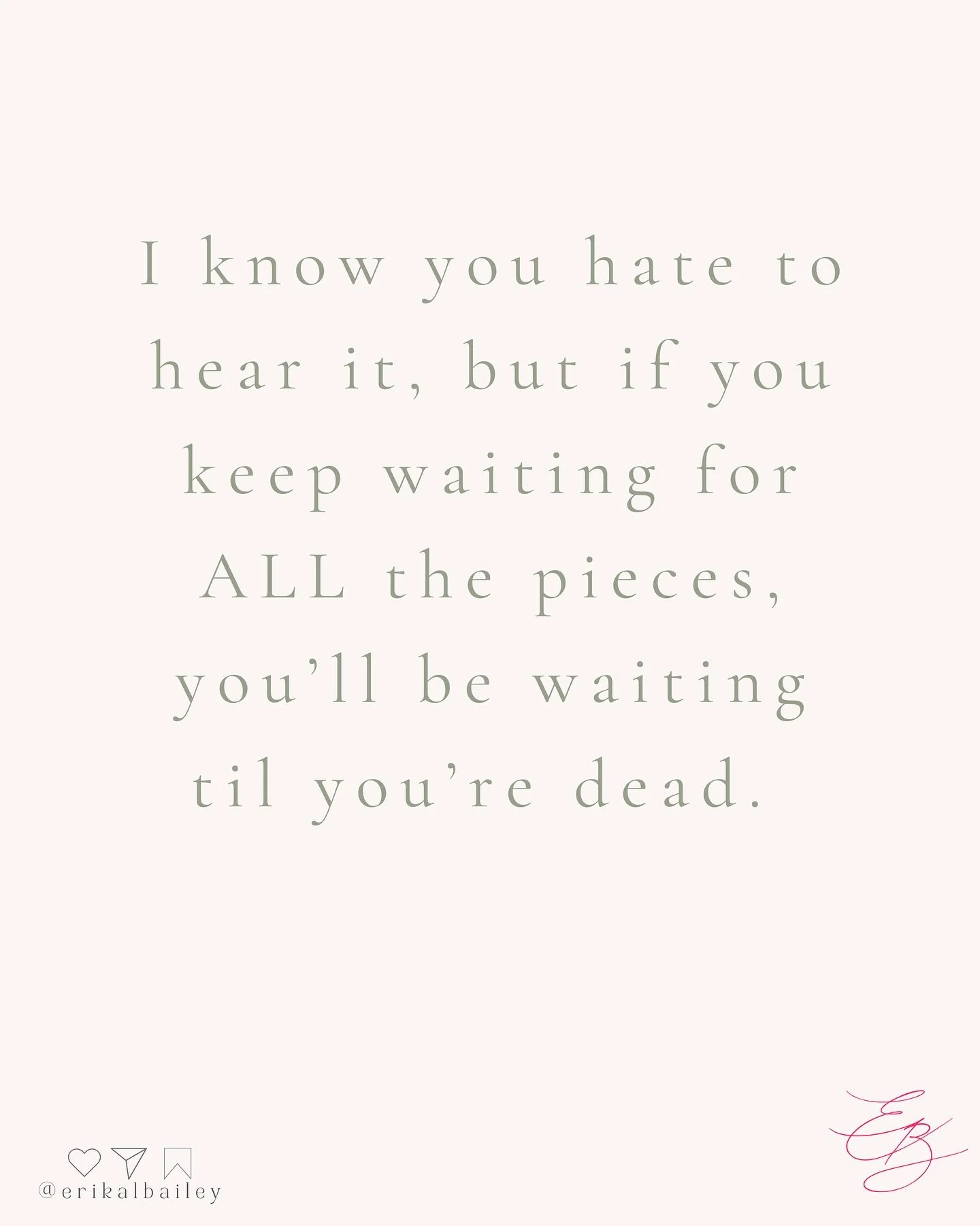 Is this another year for your transformation to die in your overthinking? 

Darling, I know you hate to hear it but the reality is you will NEVER have all the pieces 

You&rsquo;ve got to build the plane on the way down 🪂

Stop waiting and start MOV