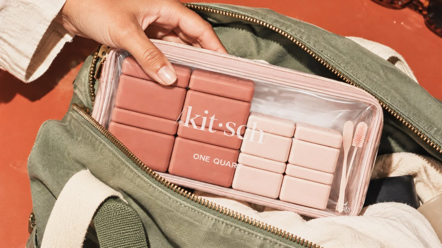 Containers nested in the zip-top pouch