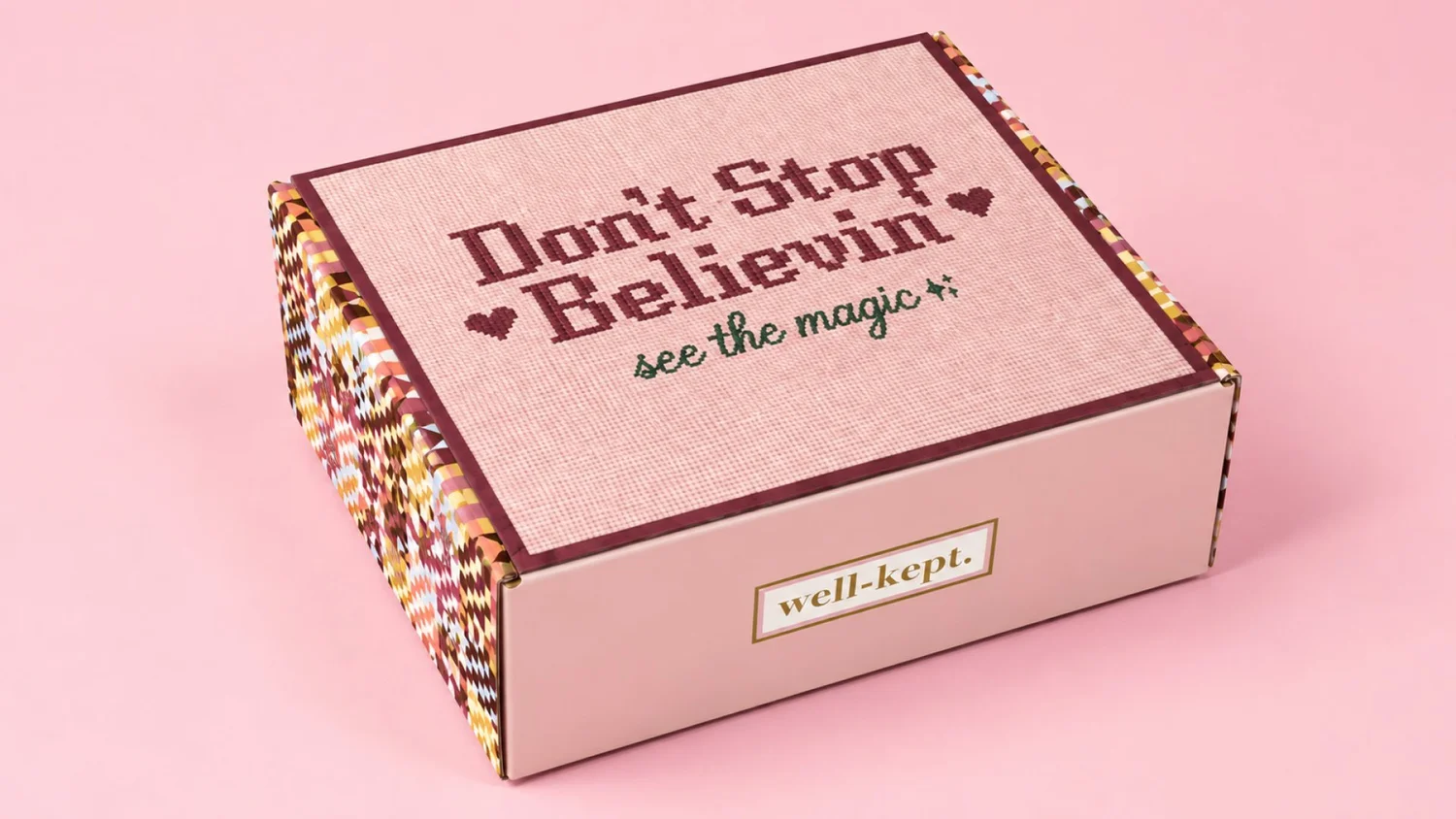 Don’t Stop Believin’ cross-stitch influencer box