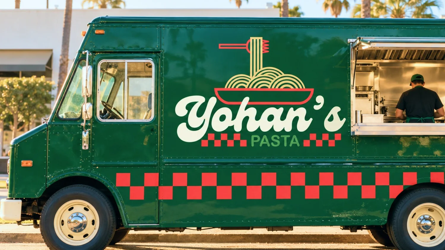 Food-truck branding with oversized logo