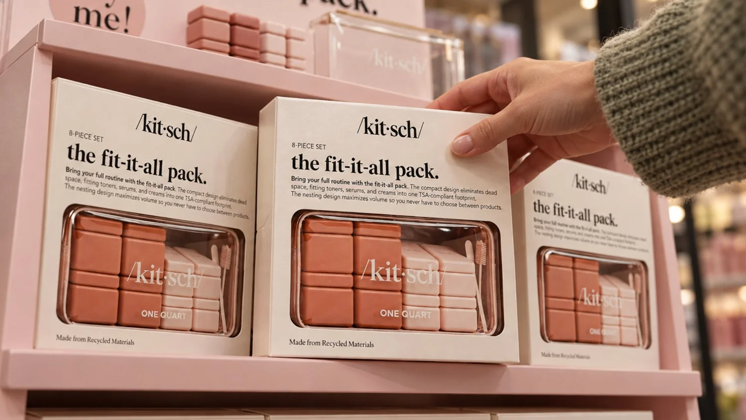 Windowed packaging showing the full set