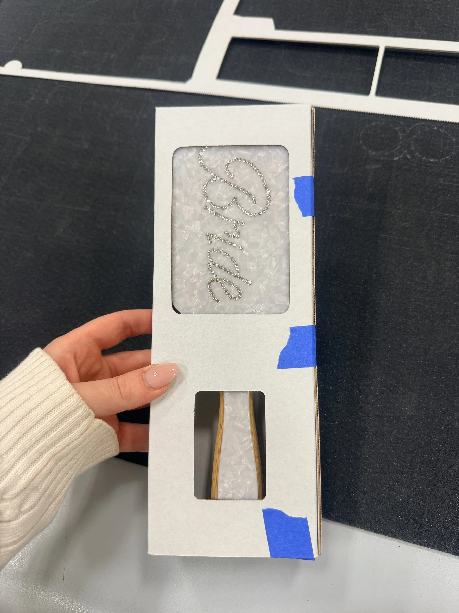 Brush-carton window and fit proof · construction process