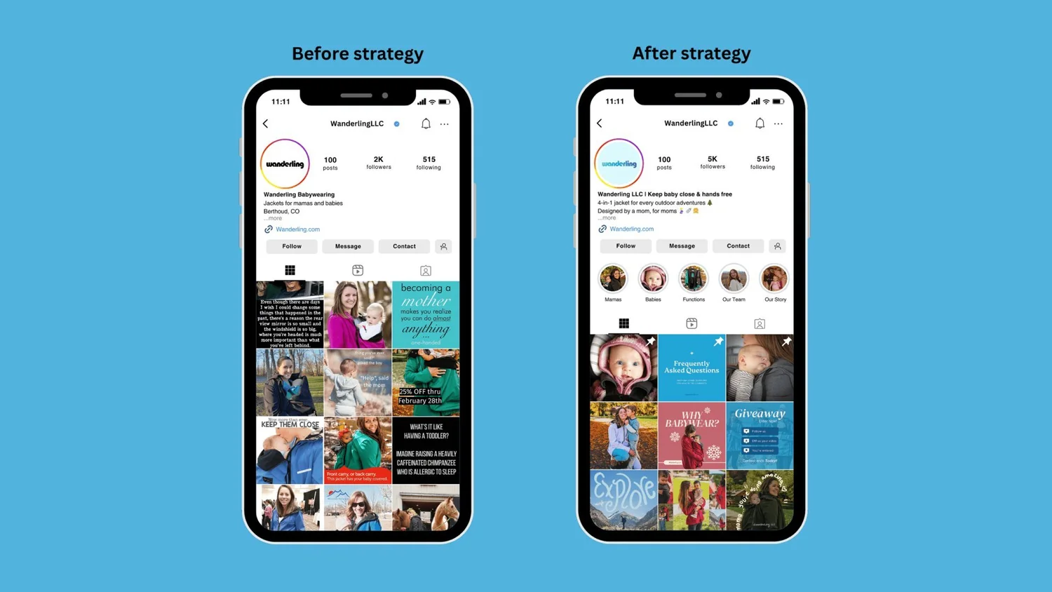 Instagram profiles before and after refresh
