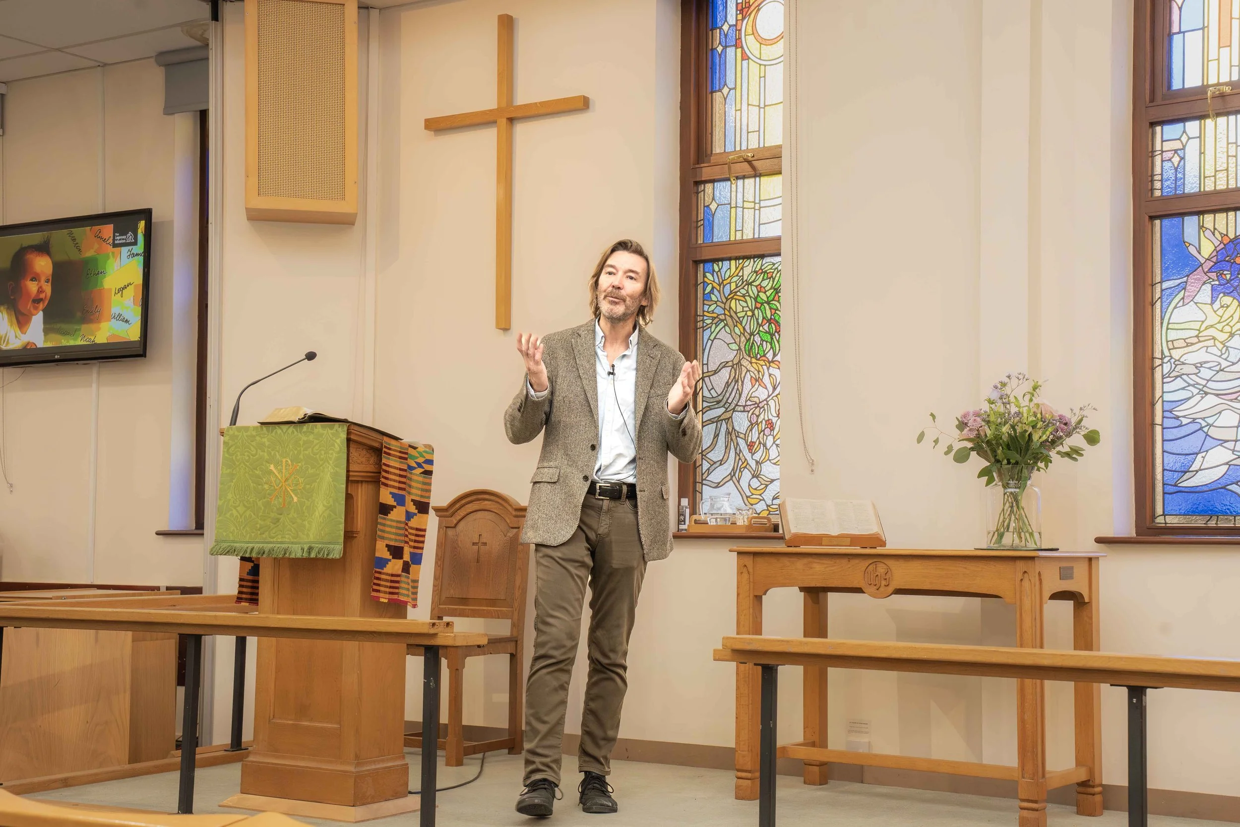 Matt Henderson from Leprosy Mission preaching