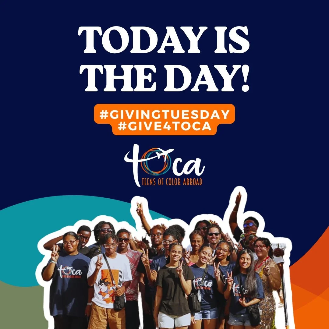 Giving Tuesday is here! 

A global day rooted in generosity, community, and showing up for what matters. At TOCA, every share, like, conversation, and donation helps students of color see the world and see themselves in new ways. 🌍✨

Whether you giv