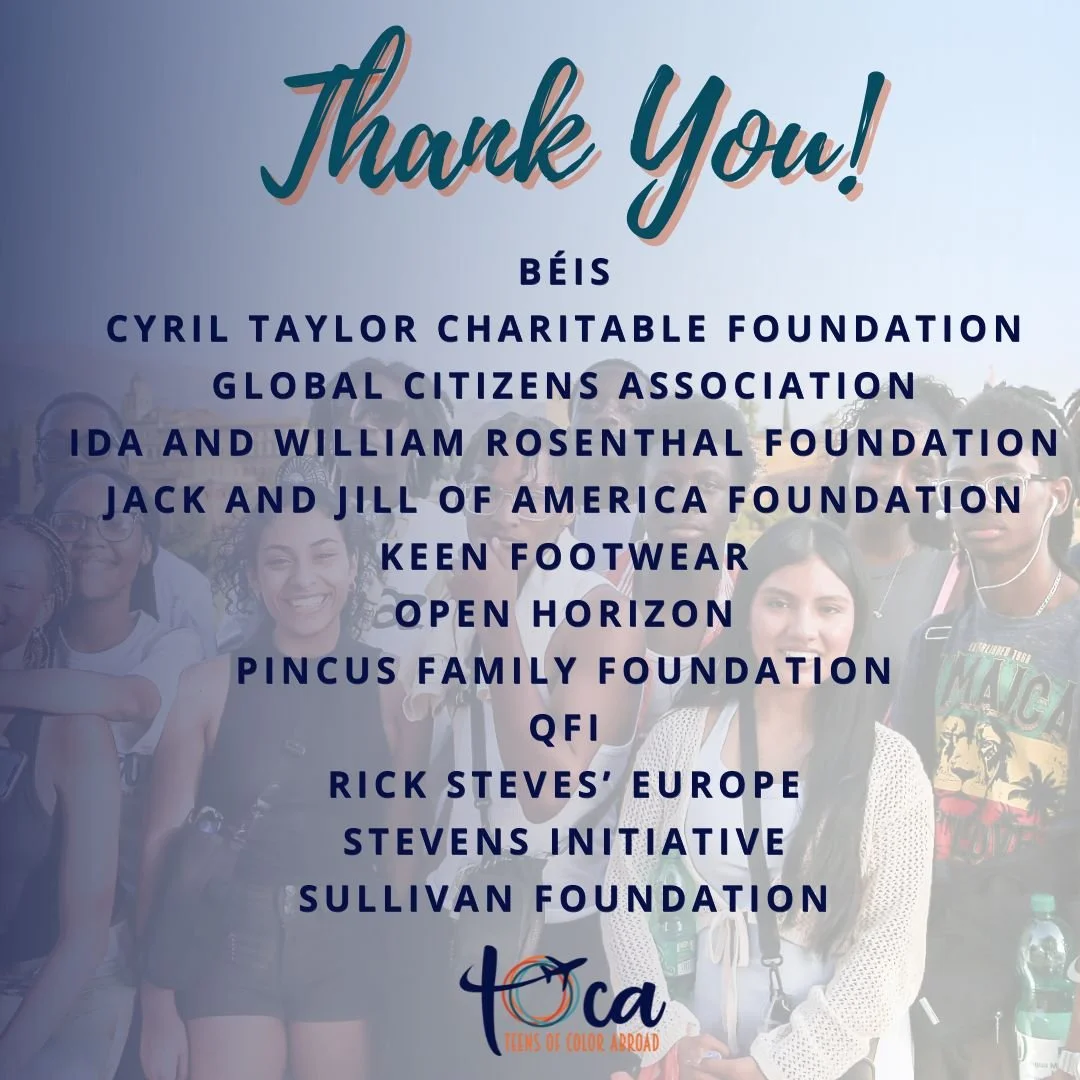 A huge thank you to our TOCA community, and our major donors, for uplifting our work and helping us make our students dreams come true in 2025. Without you, this isn't possible! 🙌🏾