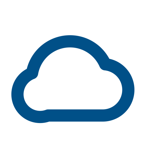 Blue cloud icon on a black background.