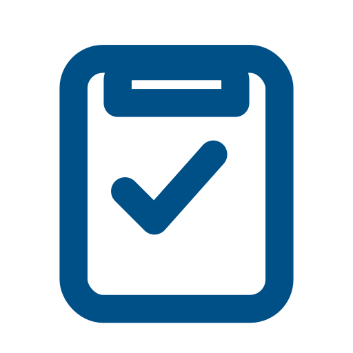 Icon of a clipboard with a checkmark.