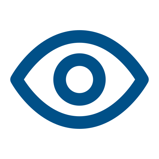 Blue eye symbol on a black background.