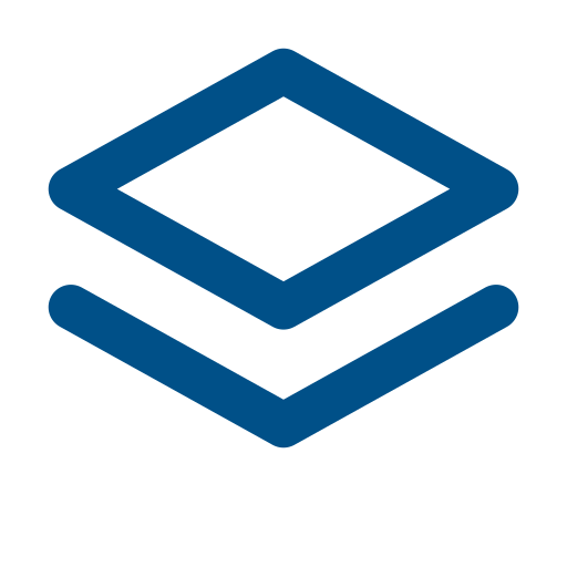 Icon of three stacked layers or sheets, with a tilted square on top, representing data or information layers.