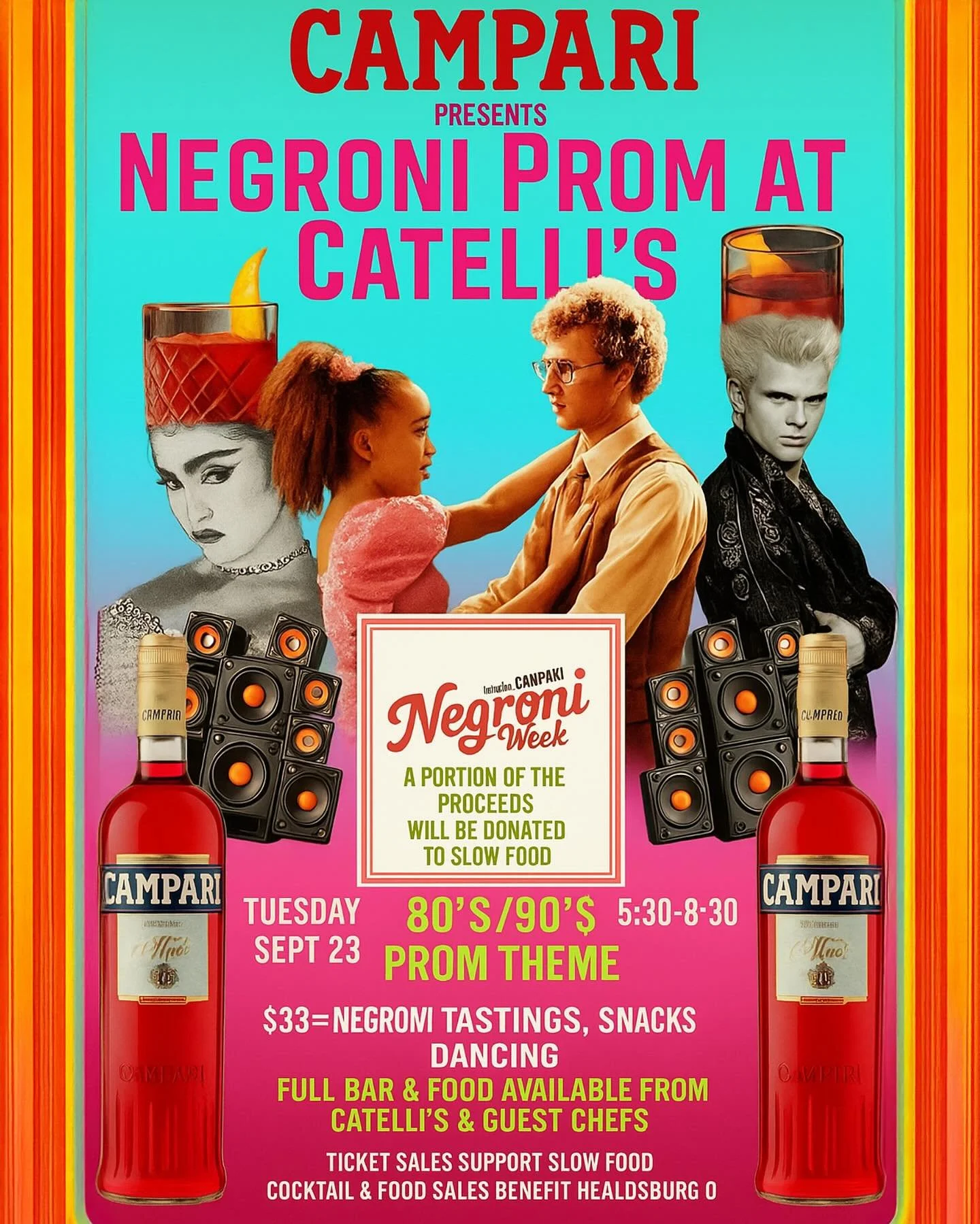 Negroni Prom at Catelli&rsquo;s is here! 

📅 Tuesday, Sept 23 | 5:30&ndash;8:30 PM
🎶 80&rsquo;s/90&rsquo;s Prom Theme
🍹 $33 = Negroni tastings, snacks &amp; dancing
🍴 Full bar &amp; food from Catelli&rsquo;s + guest chefs

A portion of proceeds b