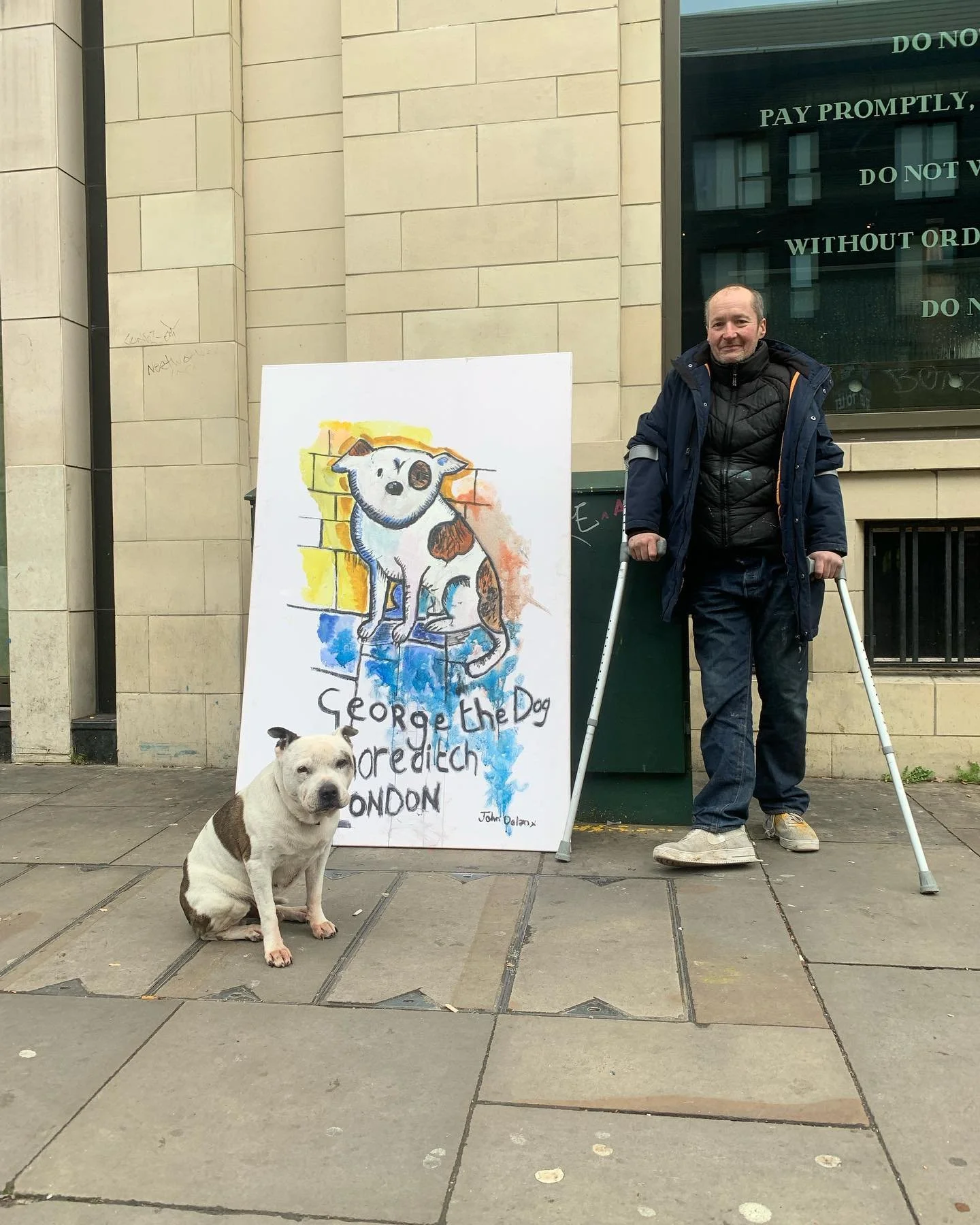 John Dolan and George The Dog. I purchased this from John in Dec2021. #georgethedogshoreditch #goergethedog #johndolanandgeorge #johndolan #johndolanandgeorgethedog