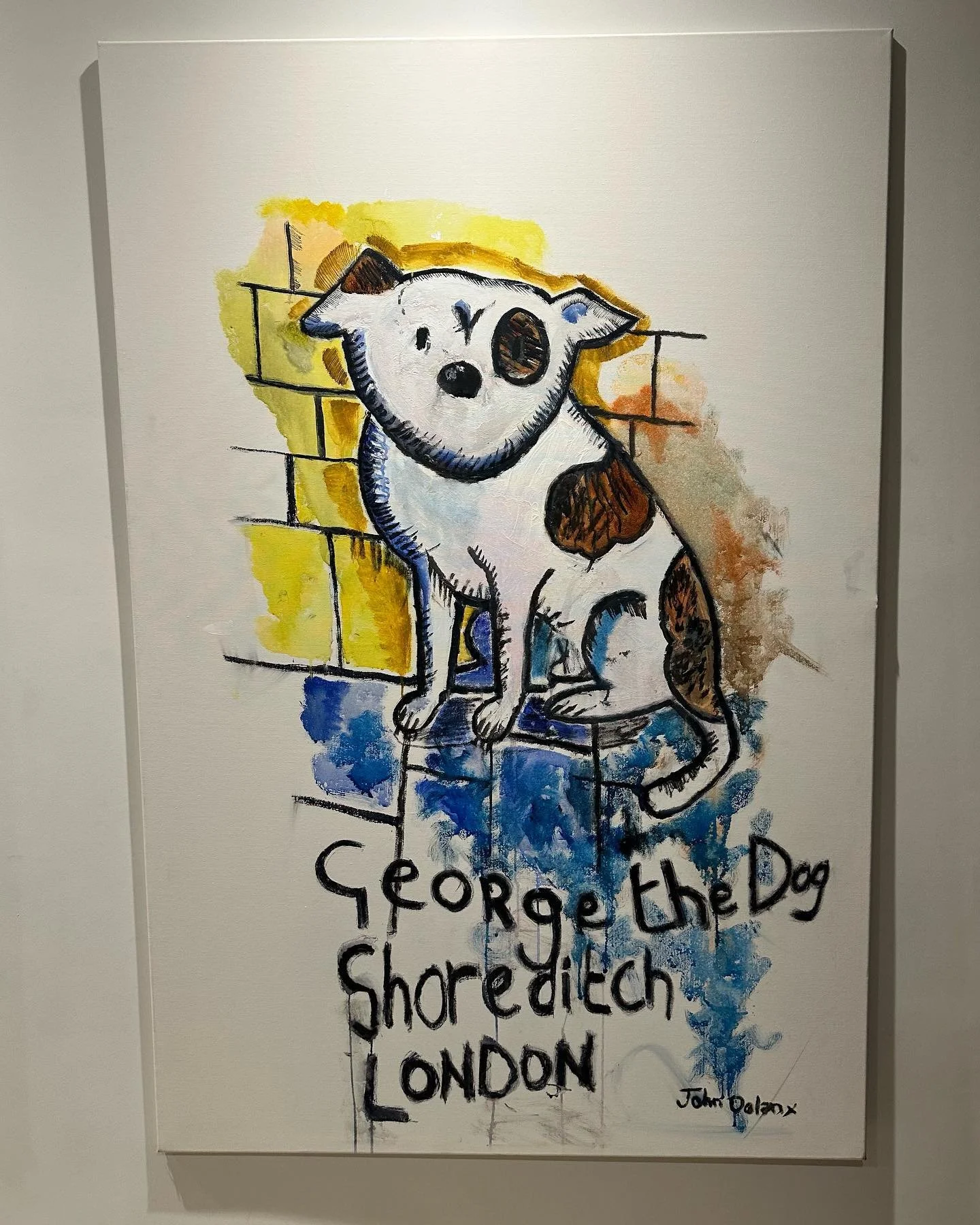 Proud owner of &lsquo;George The Dog&rsquo;. Purchased from John after meeting him in the street in Dec 2021. Does anybody else have any works of his? I would love to see them. #georgethedog #georgethedogshoreditch #georgethedoglondon #johndolanandge