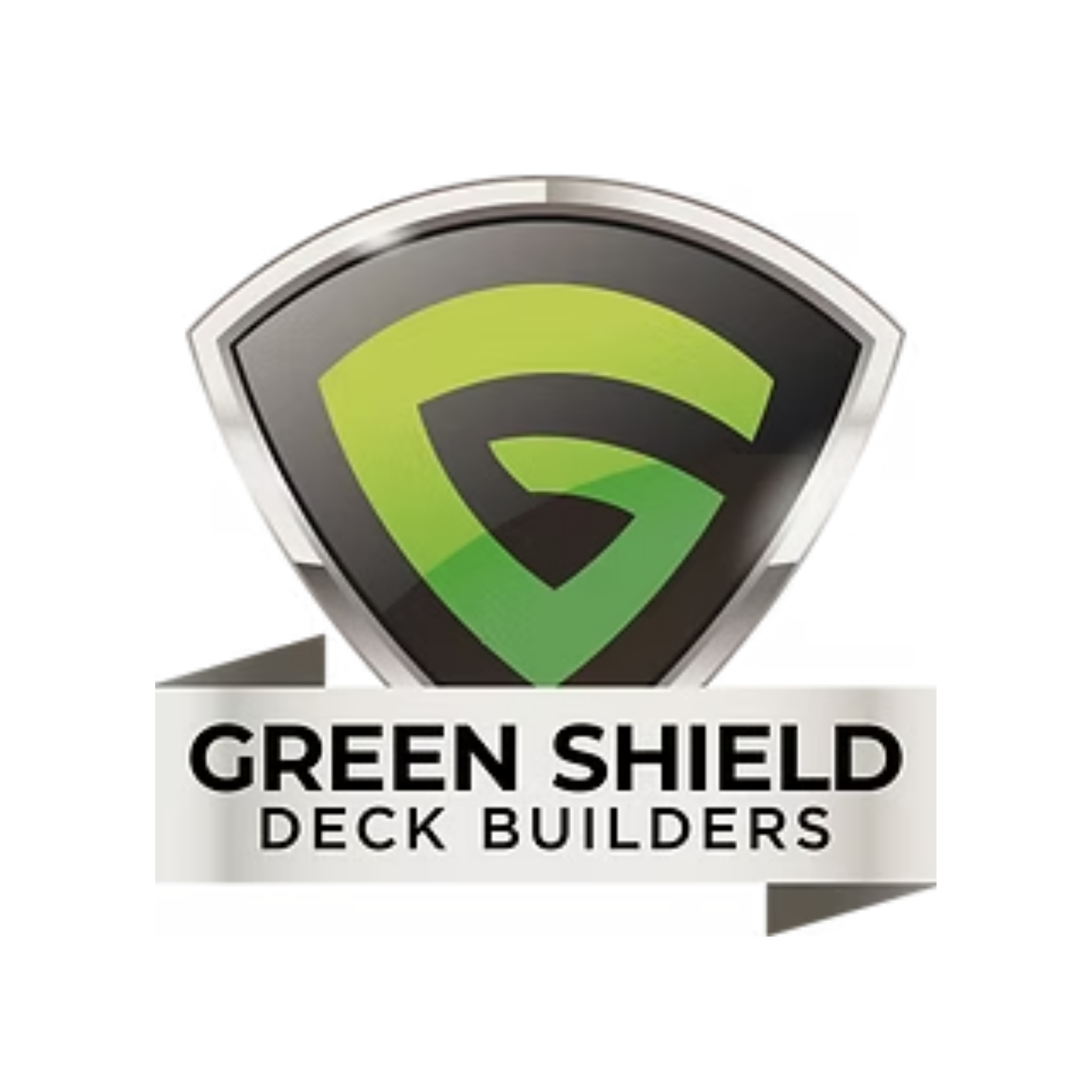 Green shield logo with a stylized letter G inside, with the text 'GREEN SHIELD DECK BUILDERS' underneath.