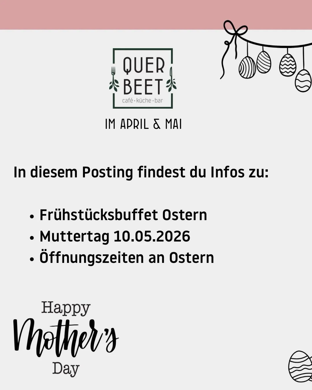 Bei Fragen sind wir f&uuml;r Euch da! &hearts;️
&Uuml;ber Mail, WhatsApp oder DM. 👋🏼

#querbeet #alzenau #muttertag #ostern