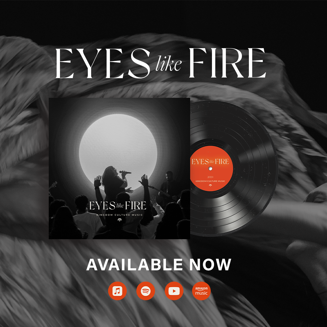 Promotional graphic for "Eyes Like Fire" music single by Jameil Walls and Kingdom Culture Music. 