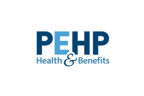 PEHP Health & Benefits logo with blue text on a black background.