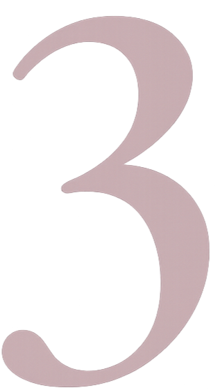 Large pink number three on a black background.