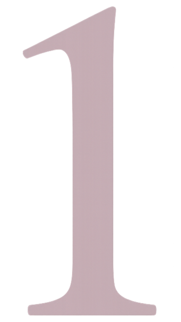 Large, pink number one cutout or decoration.