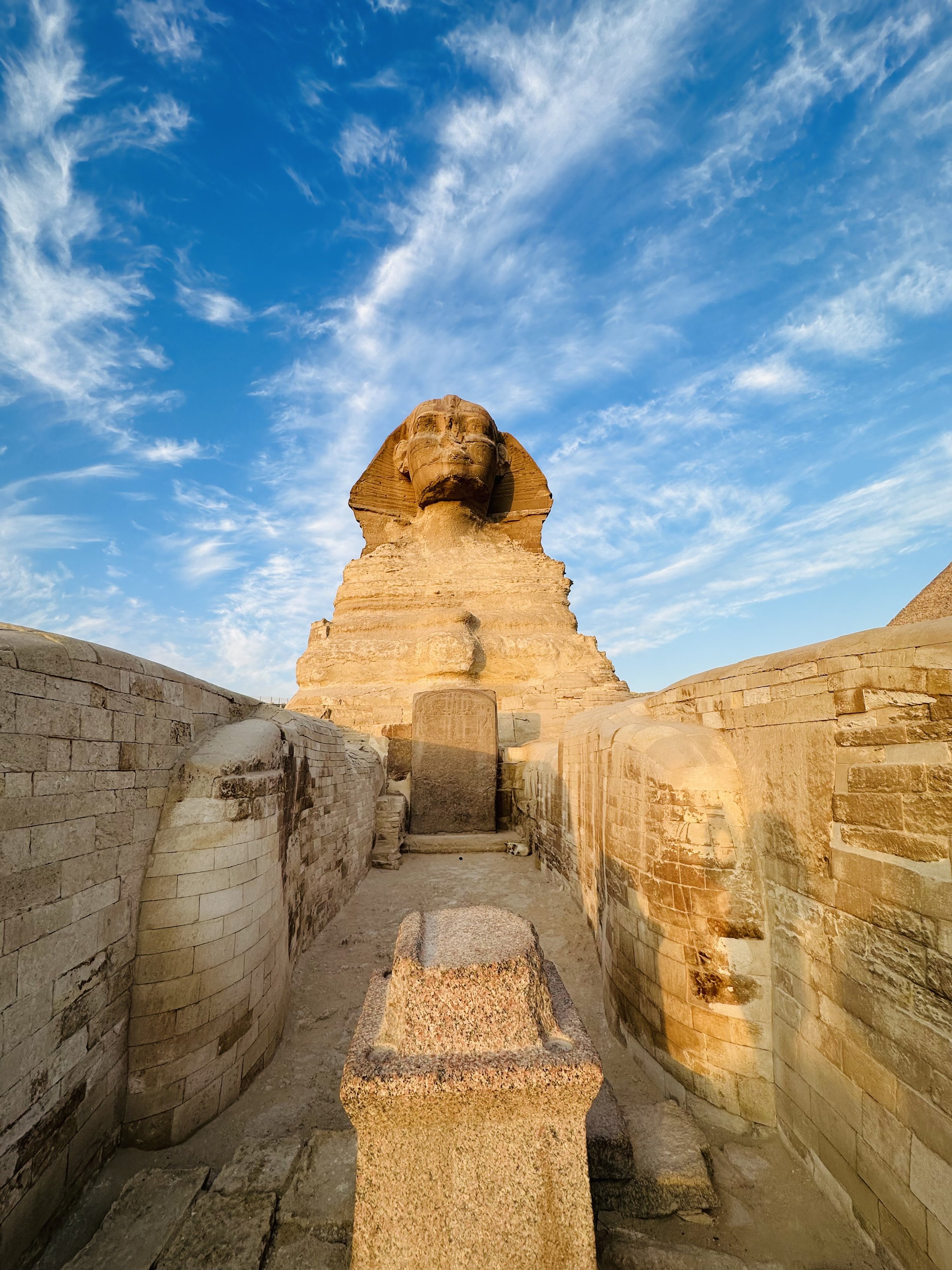 The Great Sphinx under a blue sky