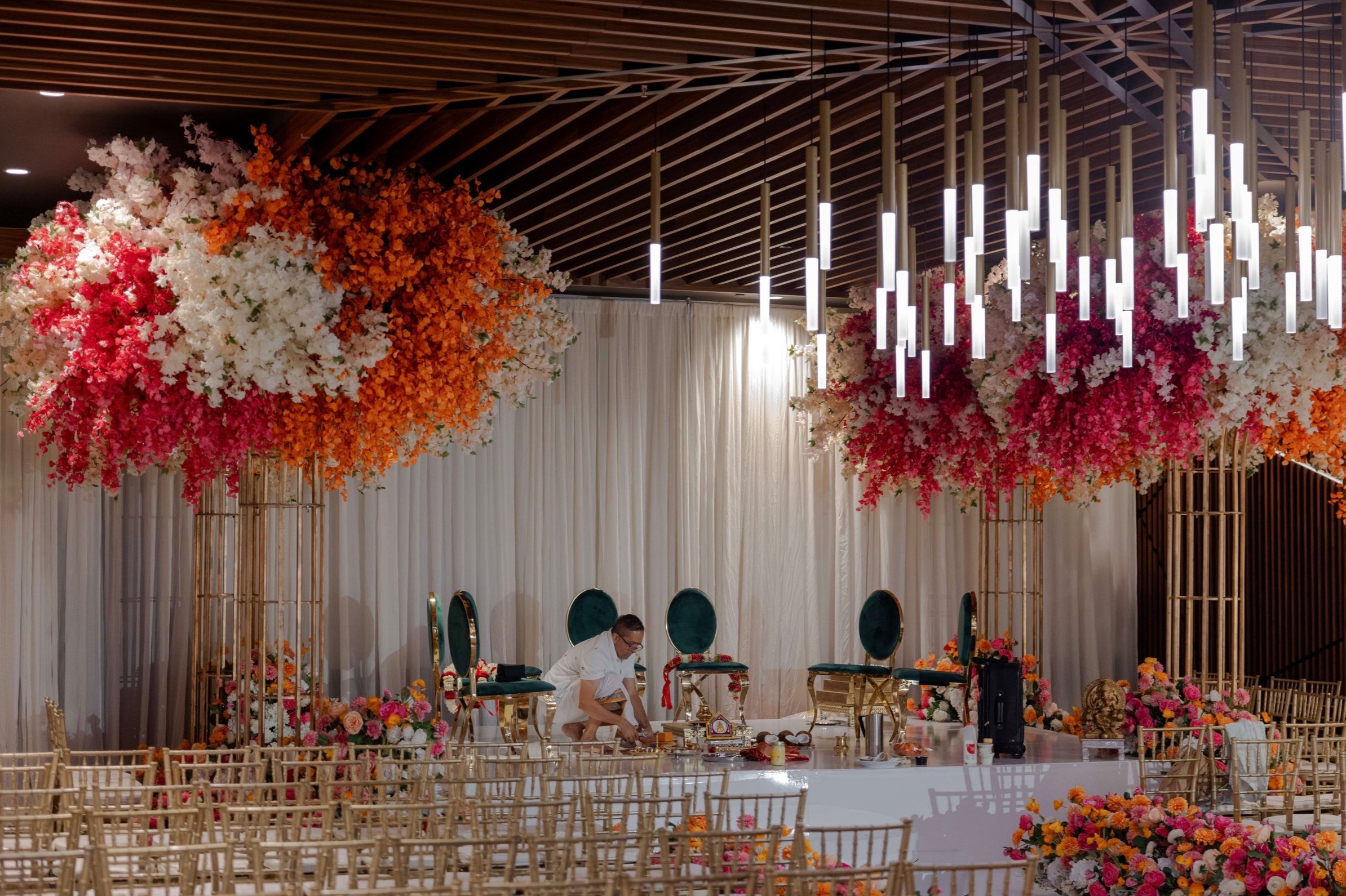 Indian Wedding Mandap Trees Orange Pink